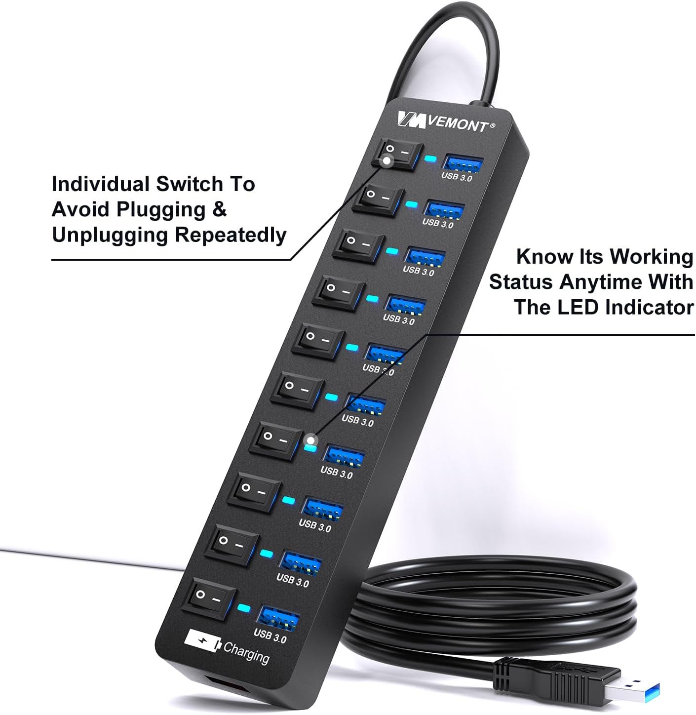 Thumbnail 4 de VEMONT USB Hub Aktiv 3.0 11 Ports