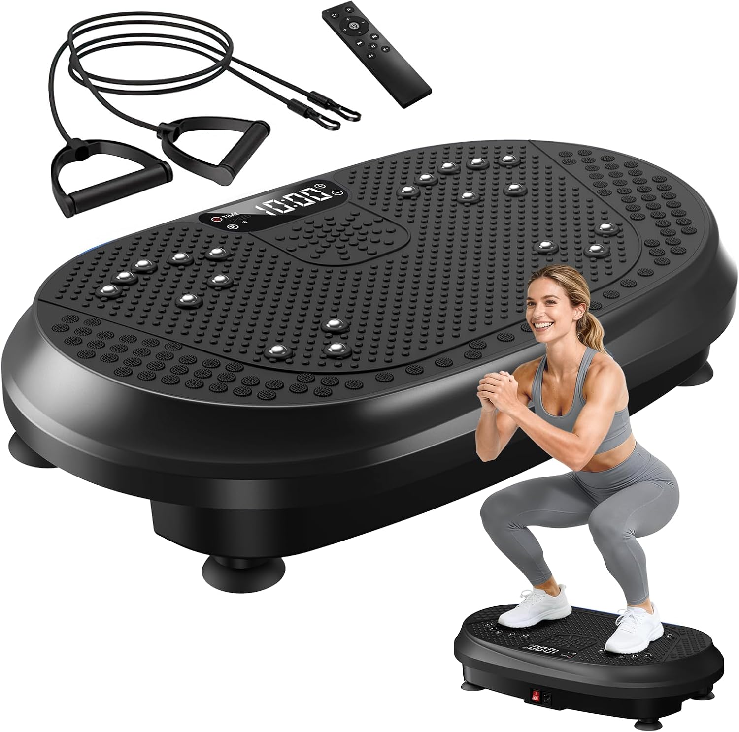 HVX Vibration Plate Exercise Machine with Bluetooth & Dual Resistance Bands