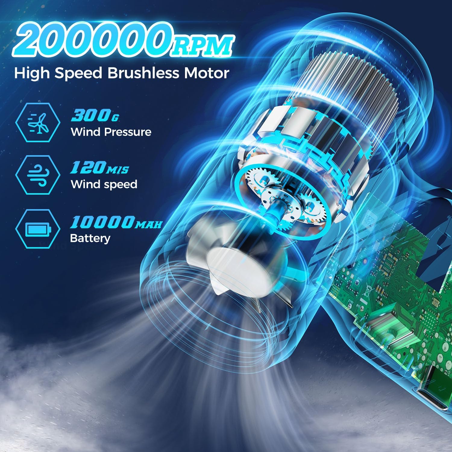 Thumbnail 1 de Compressed Air Duster-200000RPM: Cordless Power for PC, Keyboard, and More