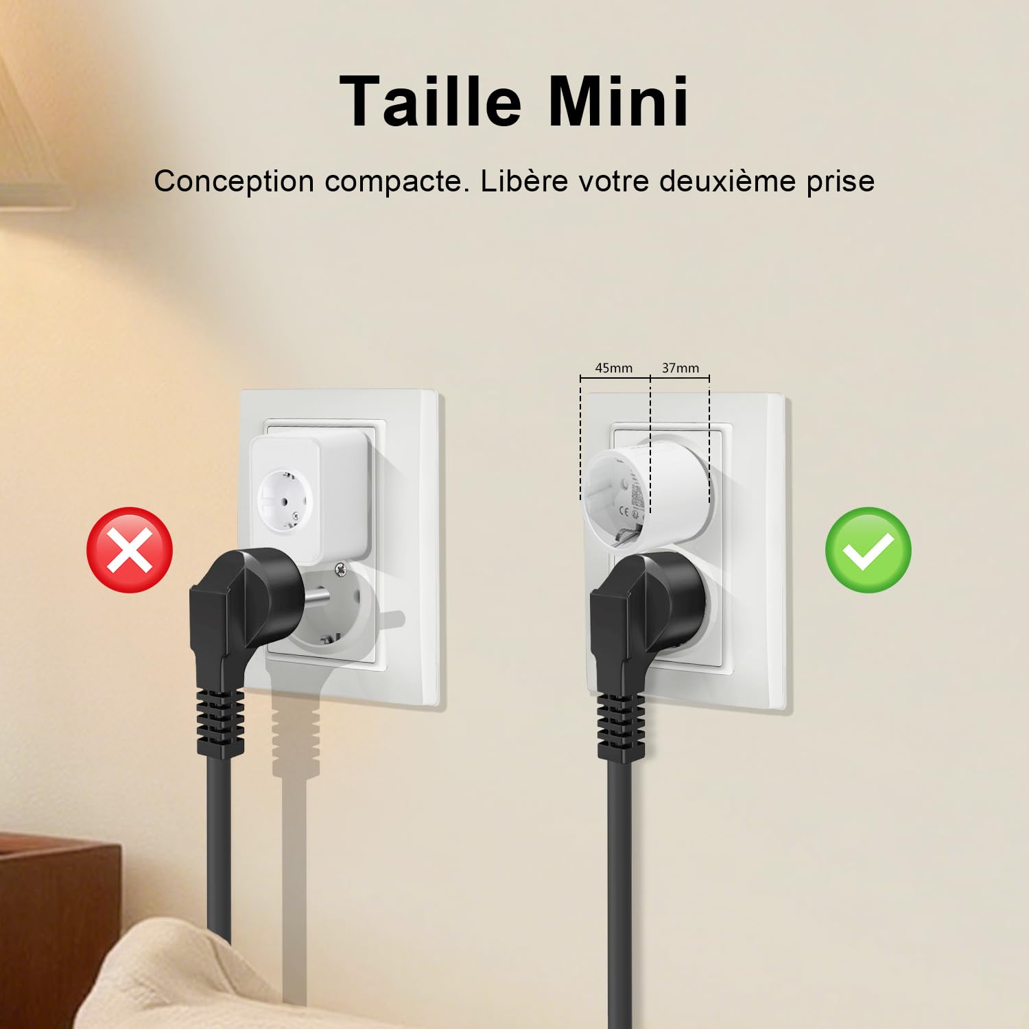 Detalle de KETOTEK Mini Prise connectée WiFi avec mesure de consommation (pack de 4) compatible Alexa et Google Assistant
