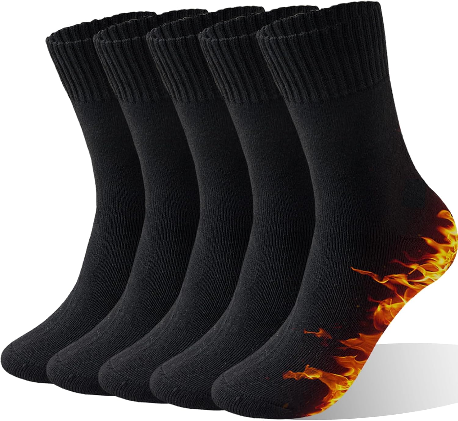 Detalle de VoJoPi 5-Pair Thermal Crew Socks for Men, Wool-Blend Winter Socks