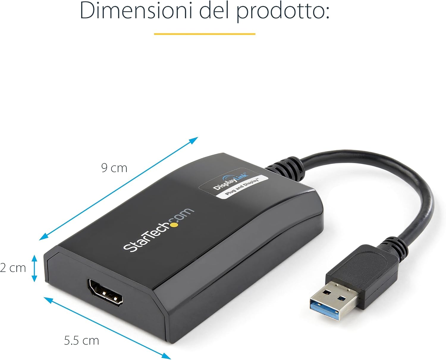 Detalle de StarTech Convertitore USB-A a HDMI 1080p con DisplayLink per Mac e Windows