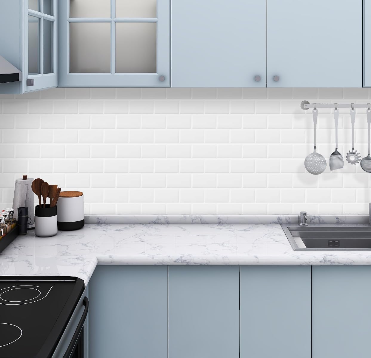 Thumbnail 5 de DEWOO 20-Sheet White Peel and Stick Tiles