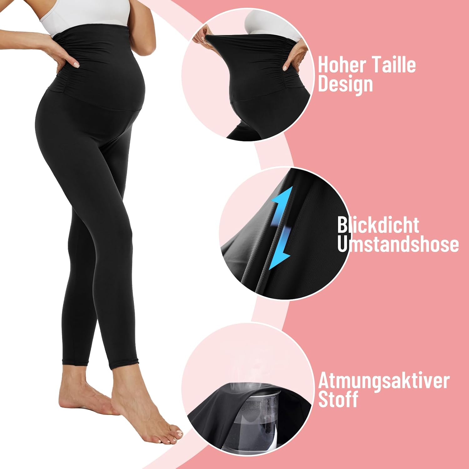 Thumbnail 2 de AMIYOYO Damen High-Waist Schwangerschaftslegging mit Blickdichte