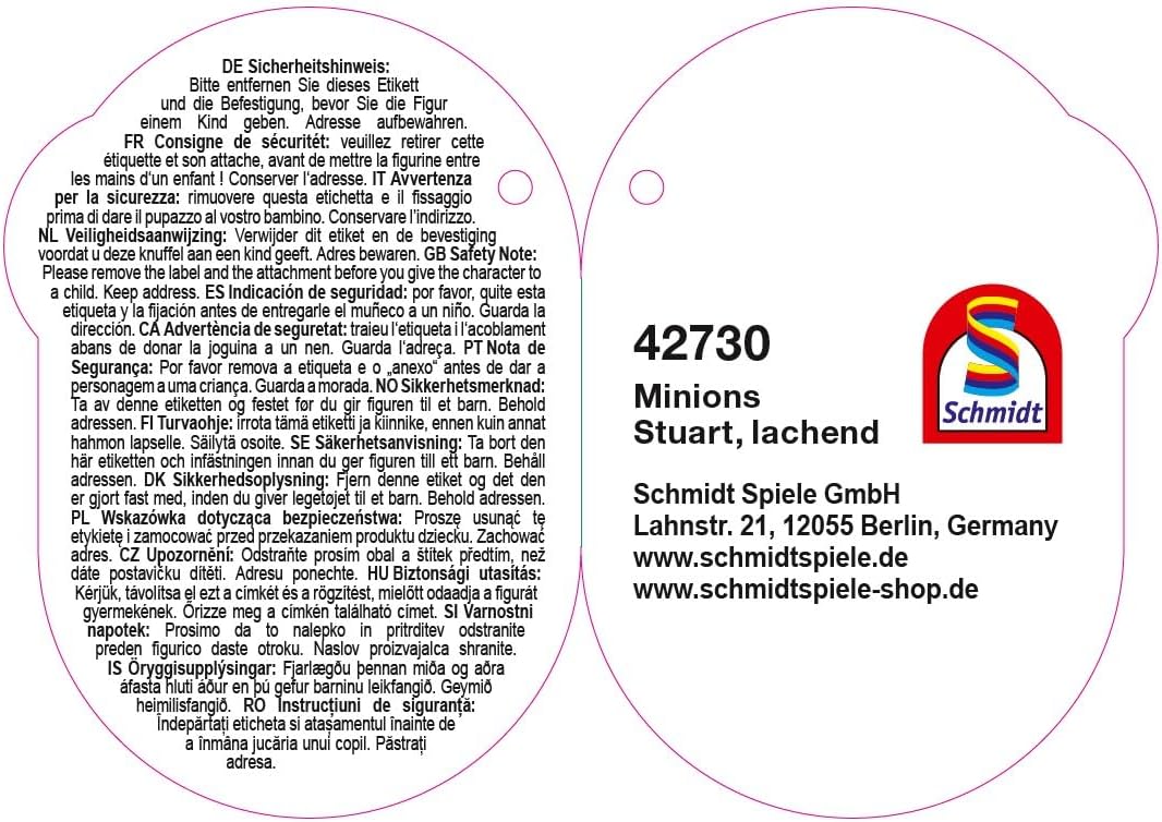 Thumbnail 1 de Schmidt Spiele 42730 Minions Stuart riant Peluche - 15 cm multicolore