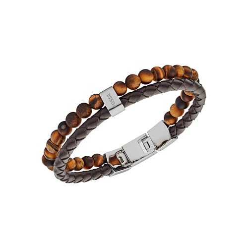 Detalle de Fossil Bracelet Homme Vintage en Cuir Marron — Longueur Intérieure 180–195 mm (JF03118040)