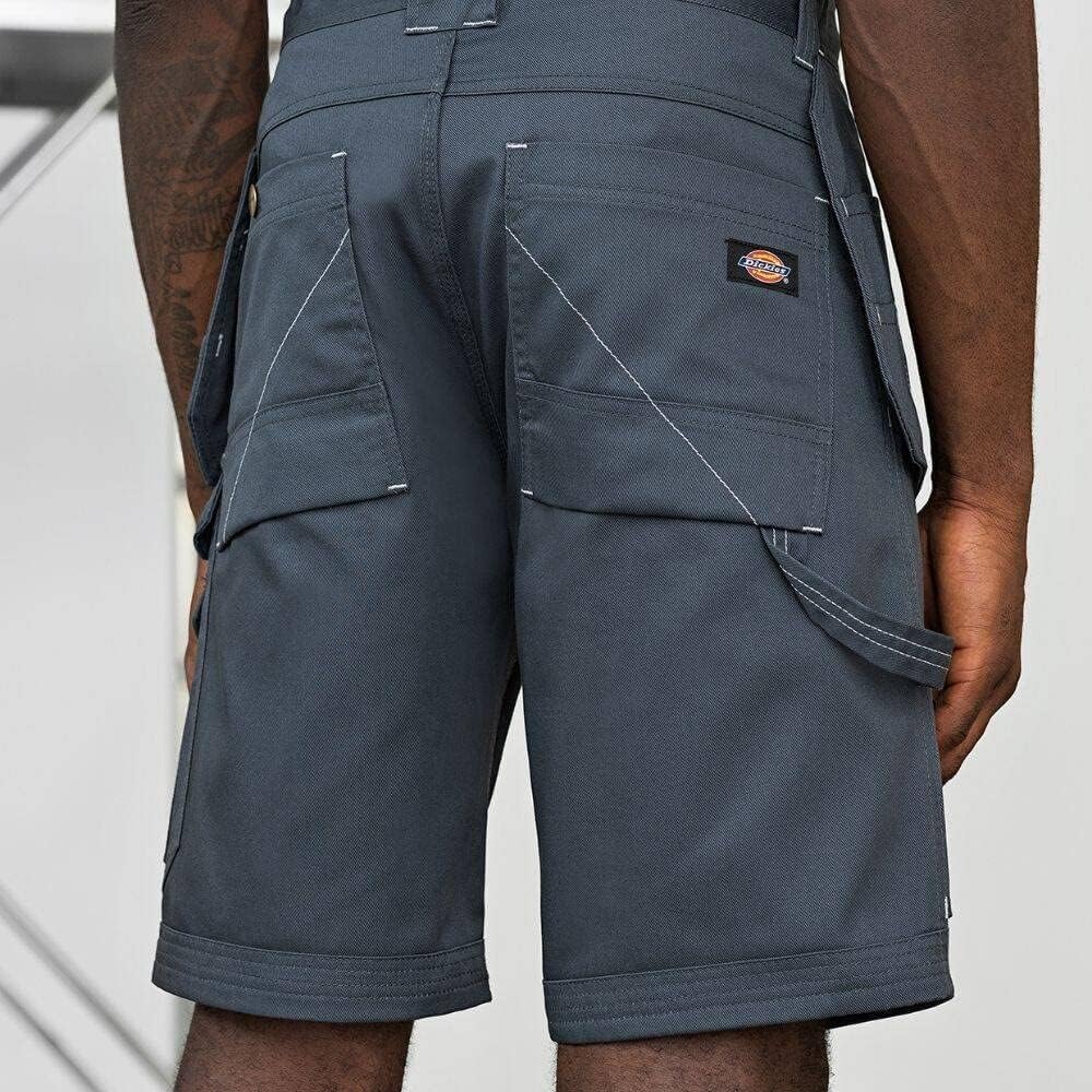 Detalle de Dickies Redhawk Pro – szare szorty robocze, regularny krój, 8 kieszeni