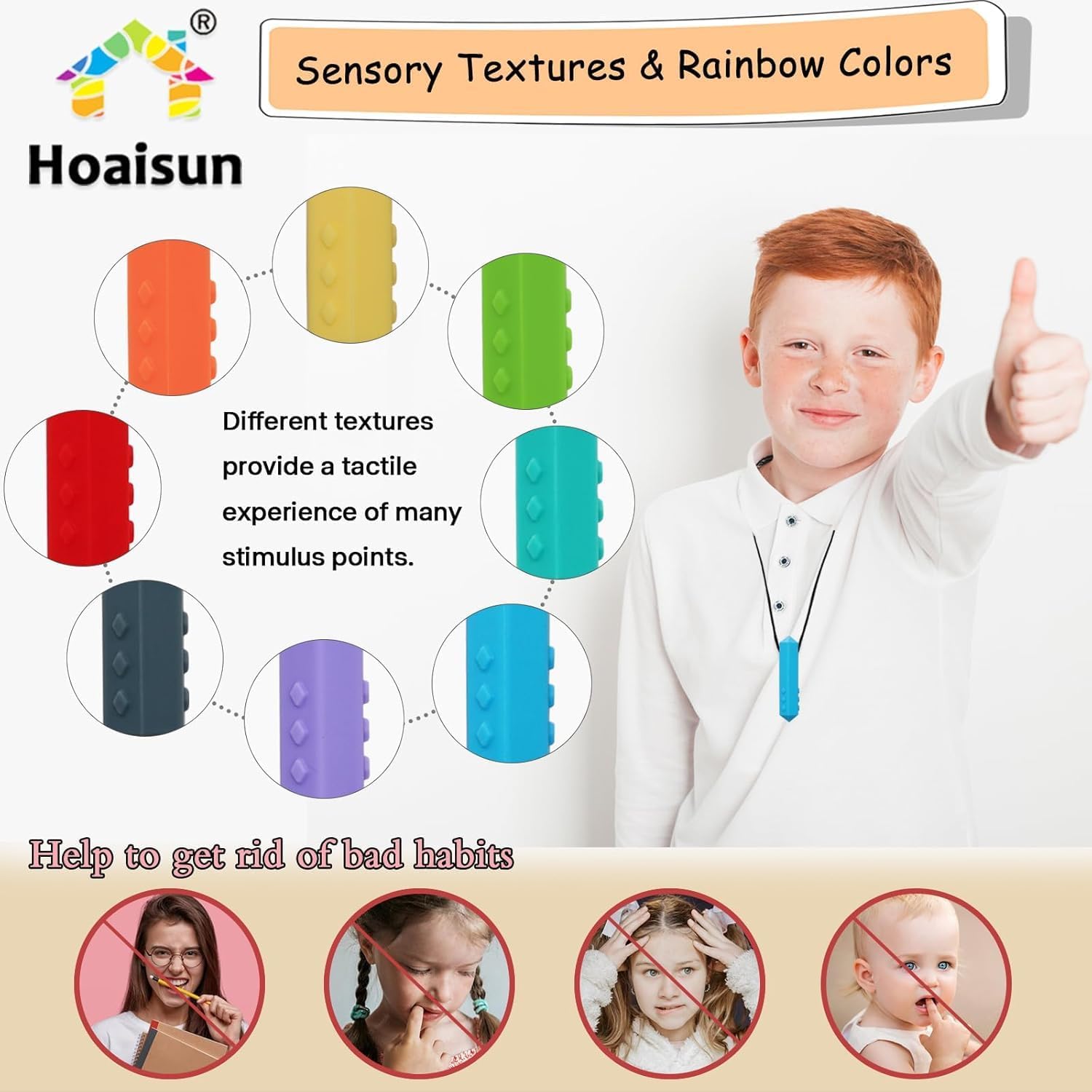 Thumbnail 2 de Sensory Chew Necklace Buddy 8 Pack silicone chew necklace