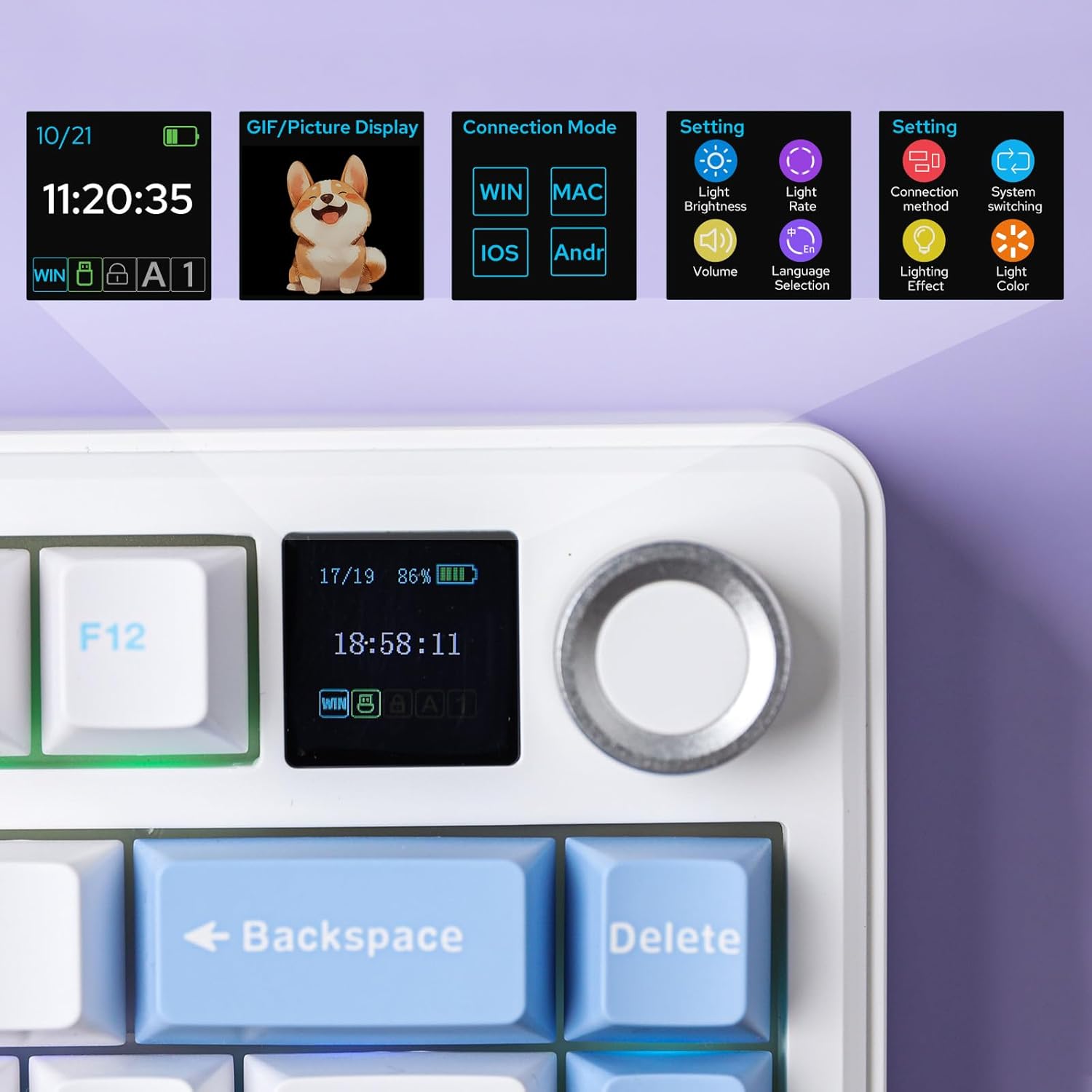 Thumbnail 3 de EPOMAKER X Aula F75 Max Wireless Mechanical Keyboard (75% w/ TFT screen & knob, hot-swappable)