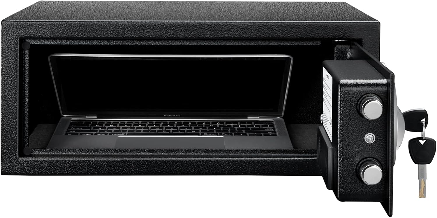Detalle de Amazon Basics Coffre-fort en acier avec serrure numérique (20 L) – sécurité fiable pour argent, bijoux et documents