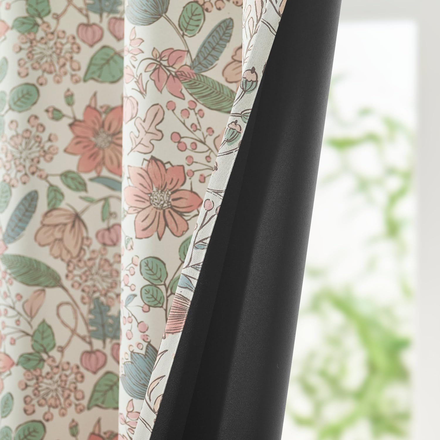 Thumbnail 5 de jinchan 95% blackout pink floral nursery curtains, 84" grommet panels