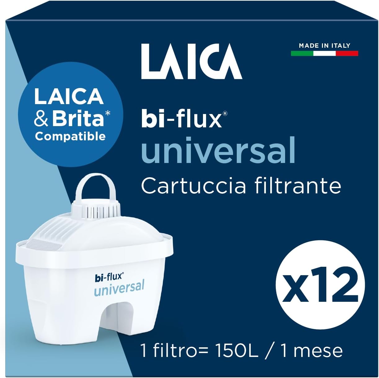 Detalle de LAICA bi-flux 6 Filtri Acqua – Riduce Cloro, Calcare e Metalli Pesanti