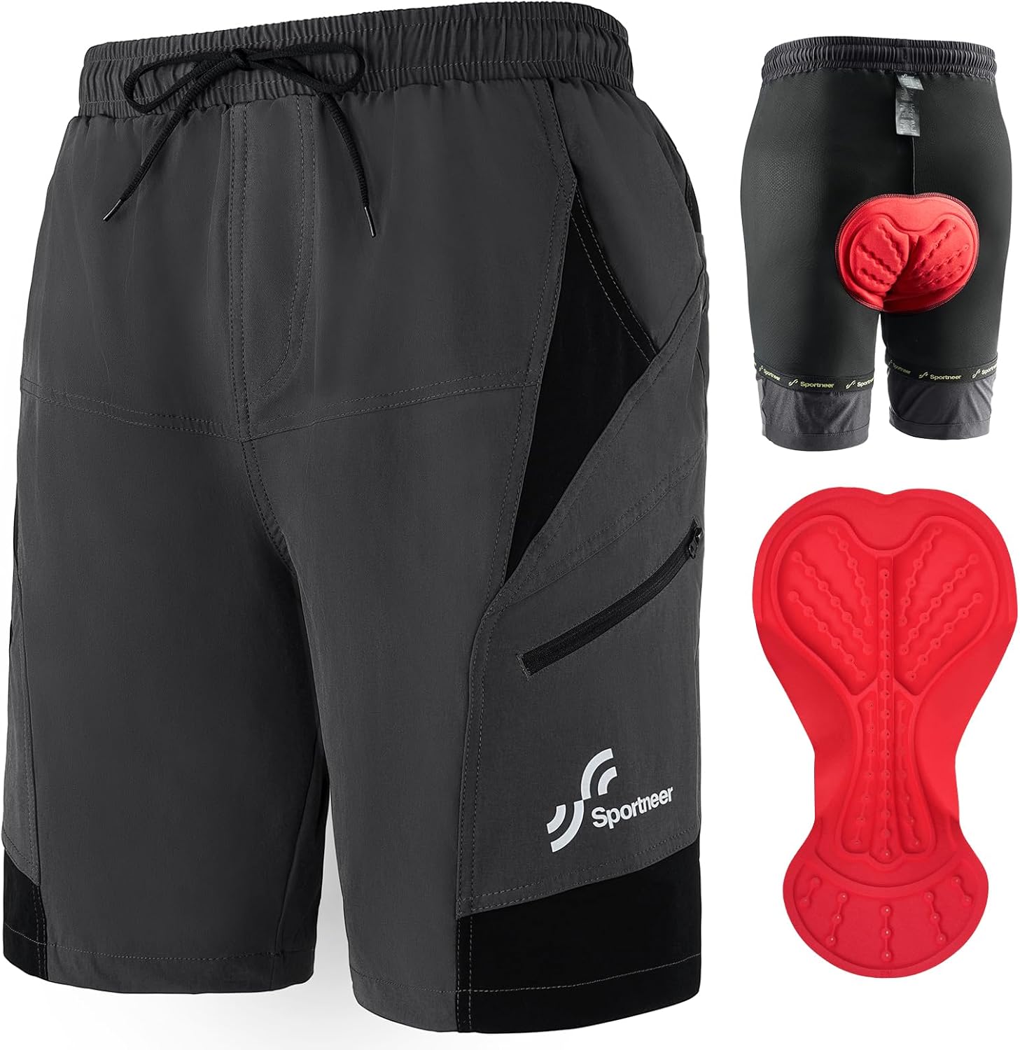 Thumbnail 6 de Sportneer MTB Radlerhose Herren Gepolsterte 3D-Radlerhose mit Taschen und UV-Schutz