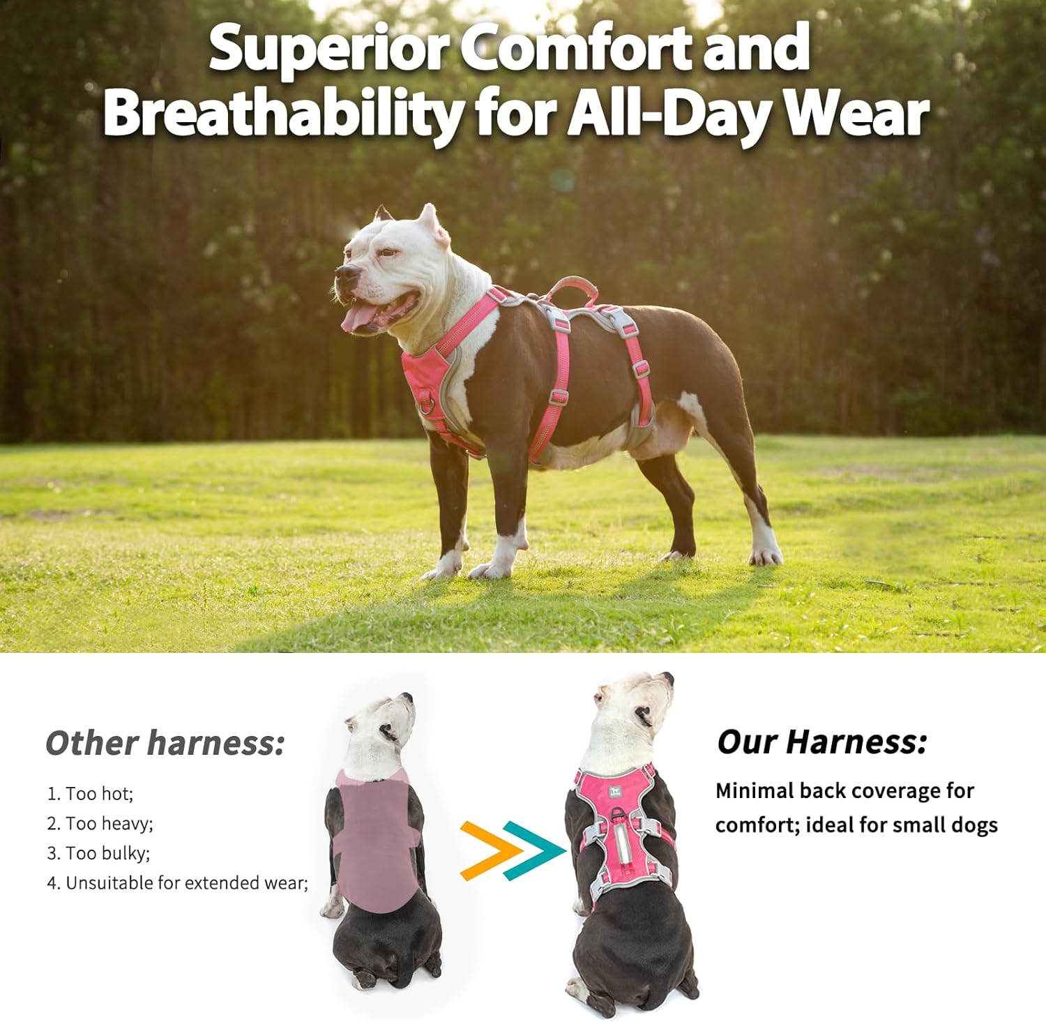 Thumbnail 5 de Huntboo Escape Proof Dog Harness (Medium, Rose Red, Size L) with Handle for Large Dogs