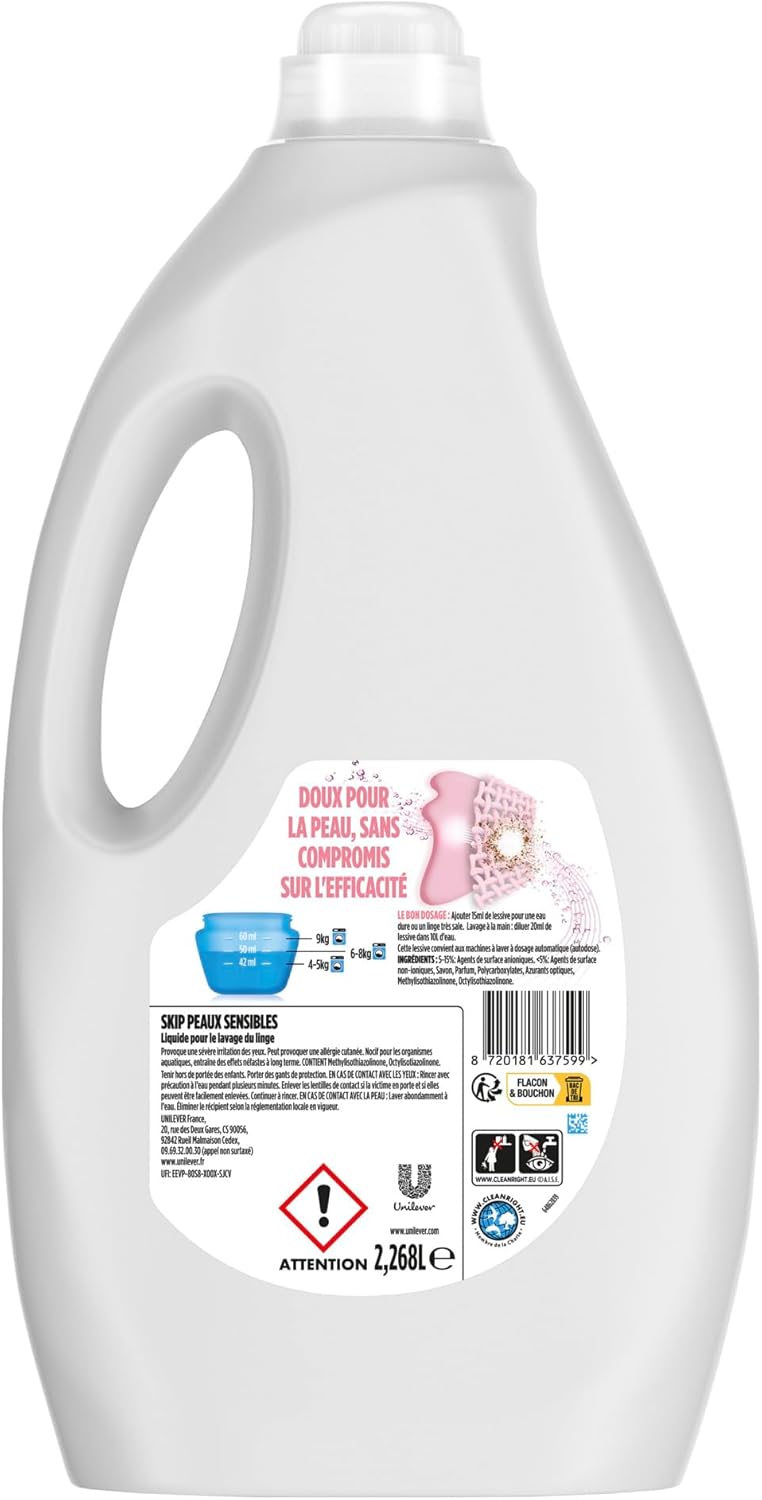Detalle de Skip Lessive Liquide Peaux Sensibles – 2 x 54 lavages