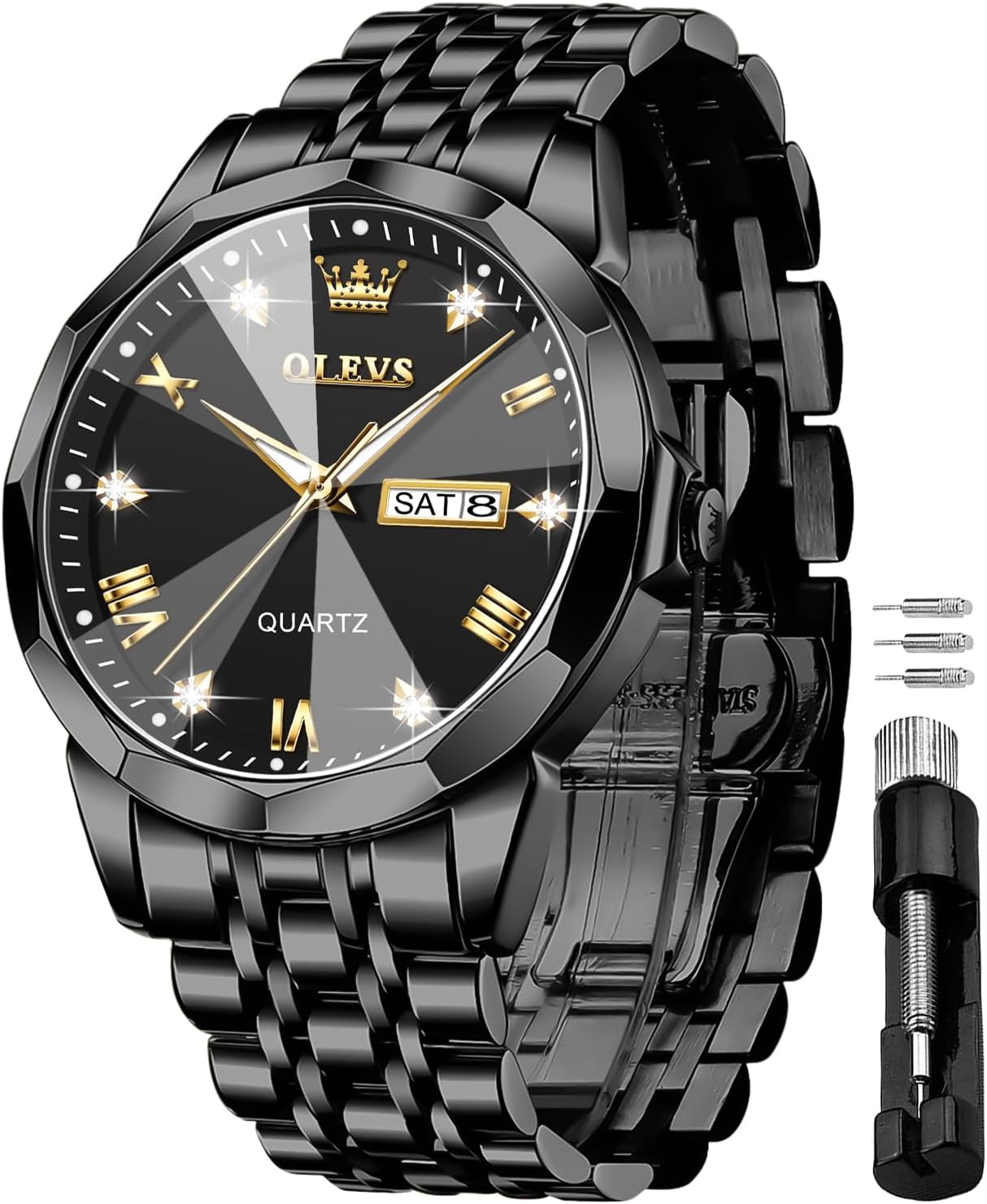 Detalle de OLEVS TJ-CA-G9931GH-HH Men's Analog Quartz Watch, Two-Tone Stainless Steel