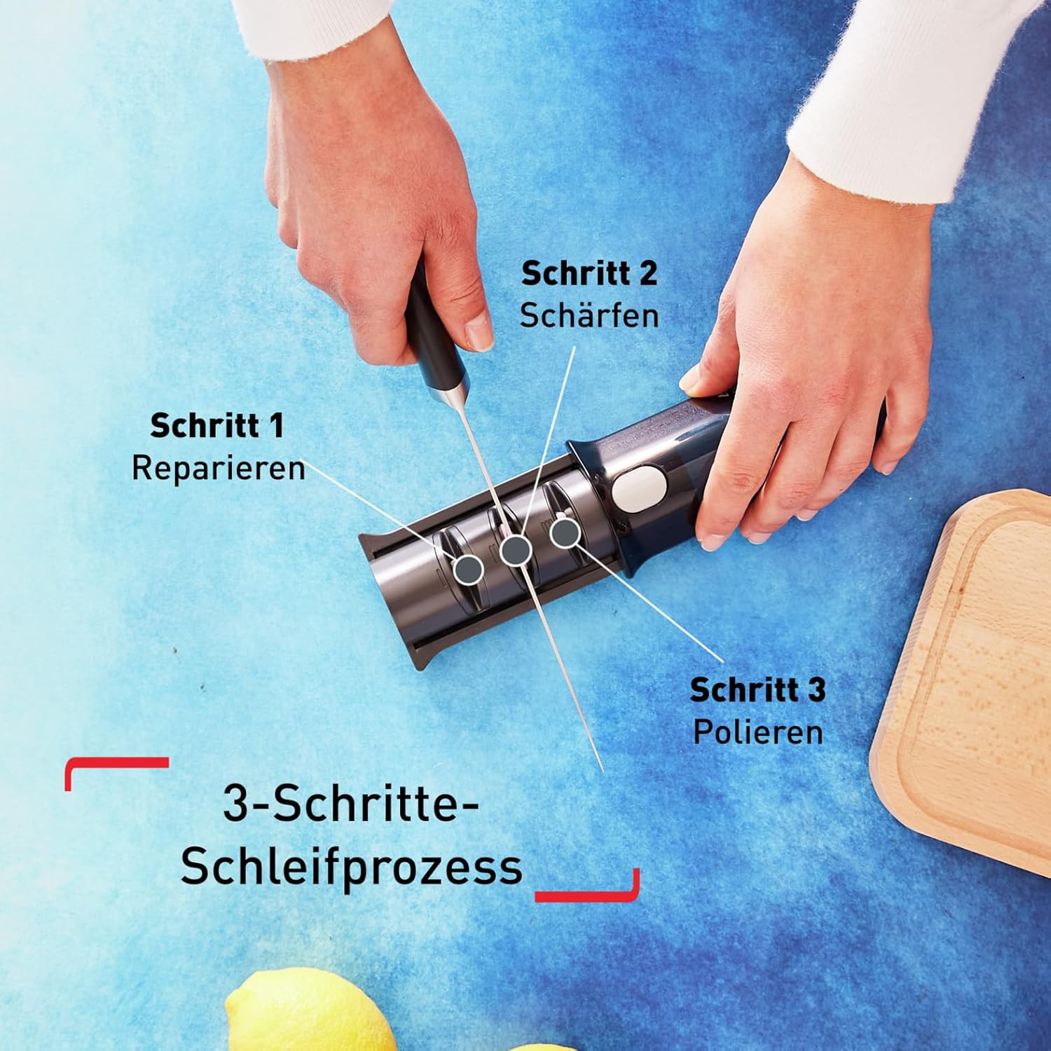 Detalle de Tefal Ice Force Messerschärfer K26505 – 3-Schritte-Schleifprozess, kompakt, sicher & universal