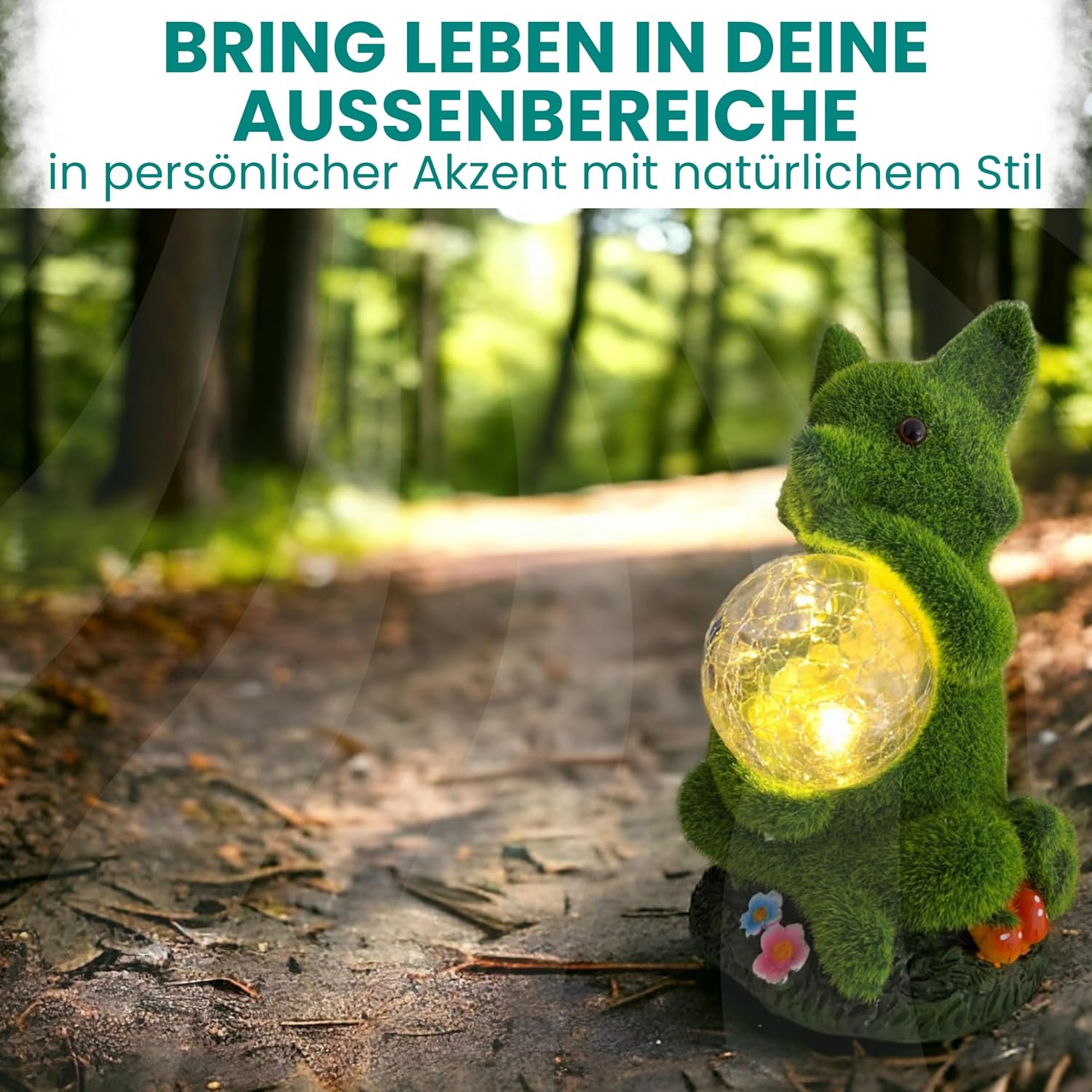 Thumbnail 6 de TIN DREAMS FACTORY Solarfigur Fuchs für Garten – LED-Tierfigur aus wetterfestem Harz