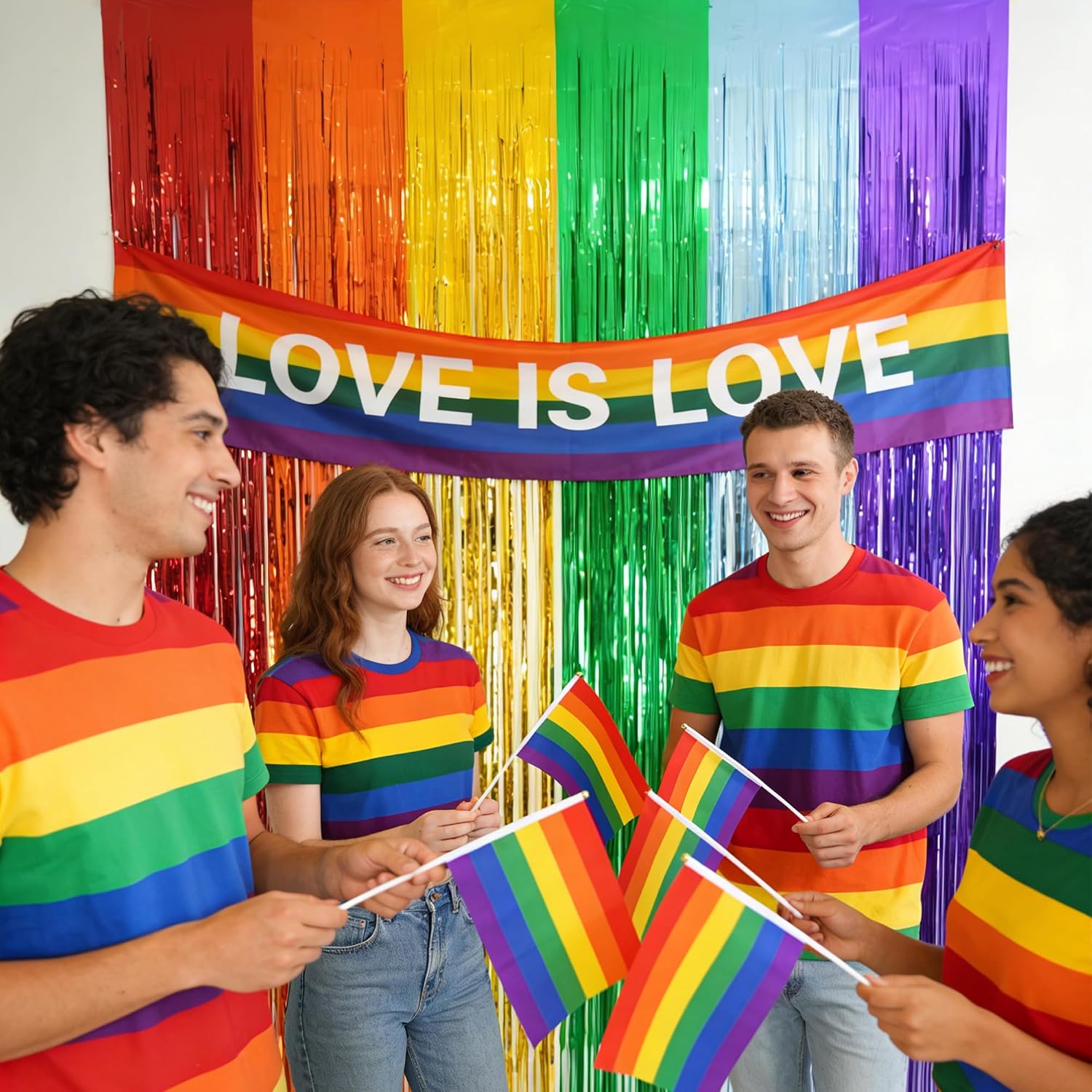 Thumbnail 4 de GREATRIL Lametta Vorhang Rainbow – 2er-Set Regenbogen Party-Foto-Hintergründe (1 m × 2,5 m)