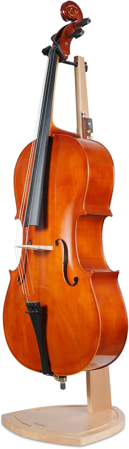 Musbeat Cello Ständer aus Buchenholz mit Bogenhalter für 1/2, 1/4, 1/8 bis 4/4