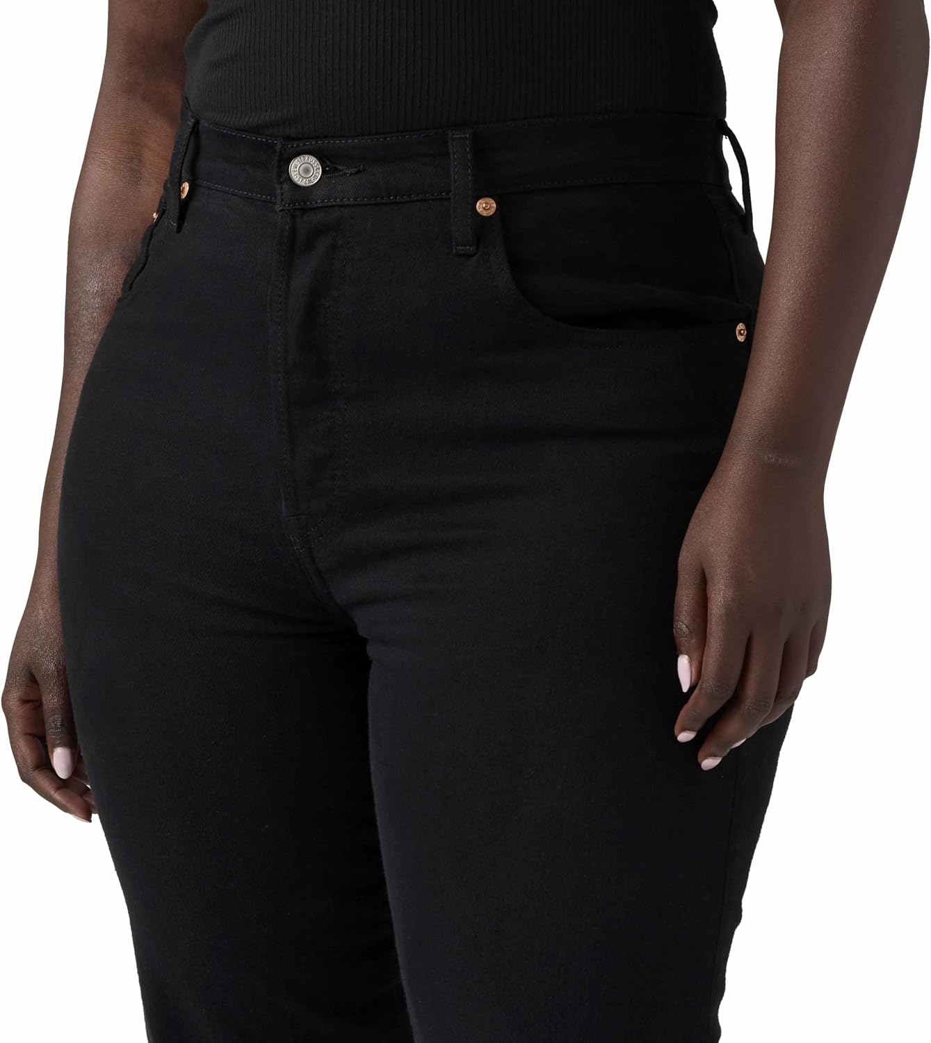 Detalle de Levi's 501 Crop Vaqueros para Mujer en Black Sprout, 26W / 26L