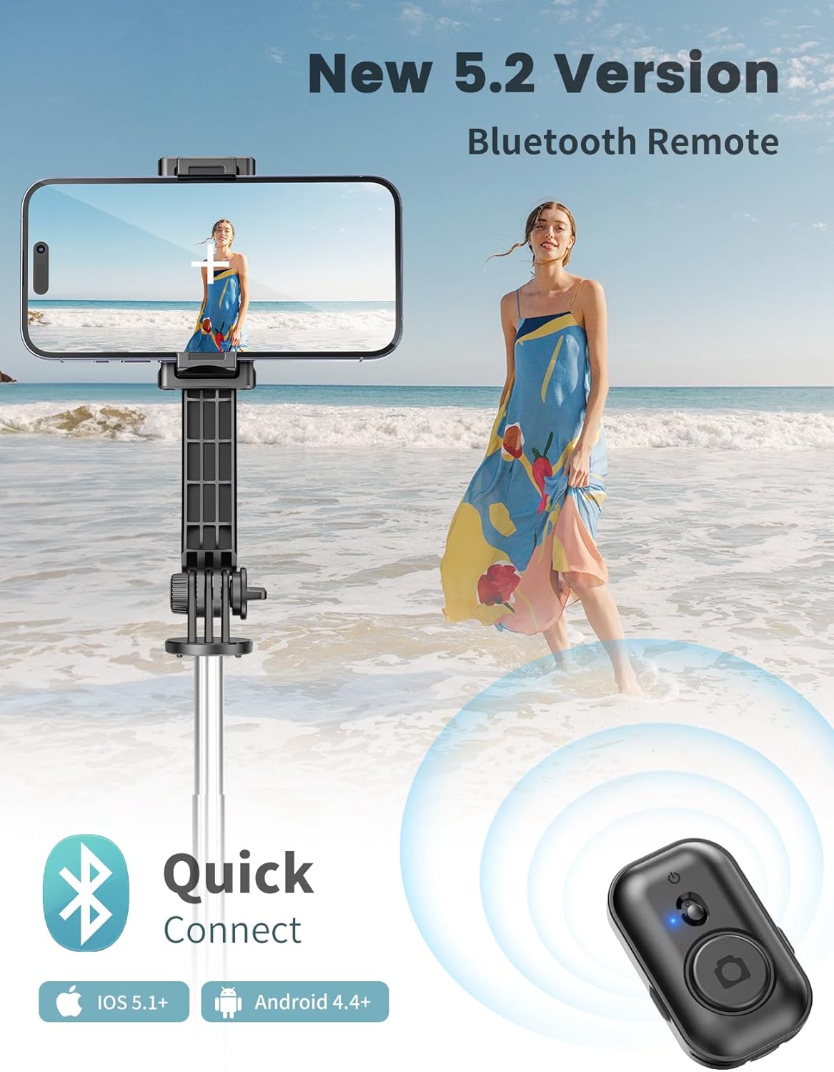 Detalle 2 de Selfie Stick 106 cm ausziehbar mit Fernbedienung đ€ł