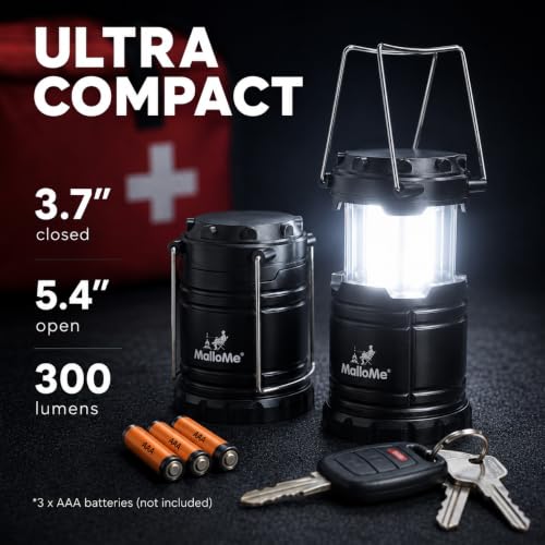 Detalle de MalloMe Camping Lights LED Lantern: 360° COB Brightness in a Pocket-Sized, Battery-Powered Lantern