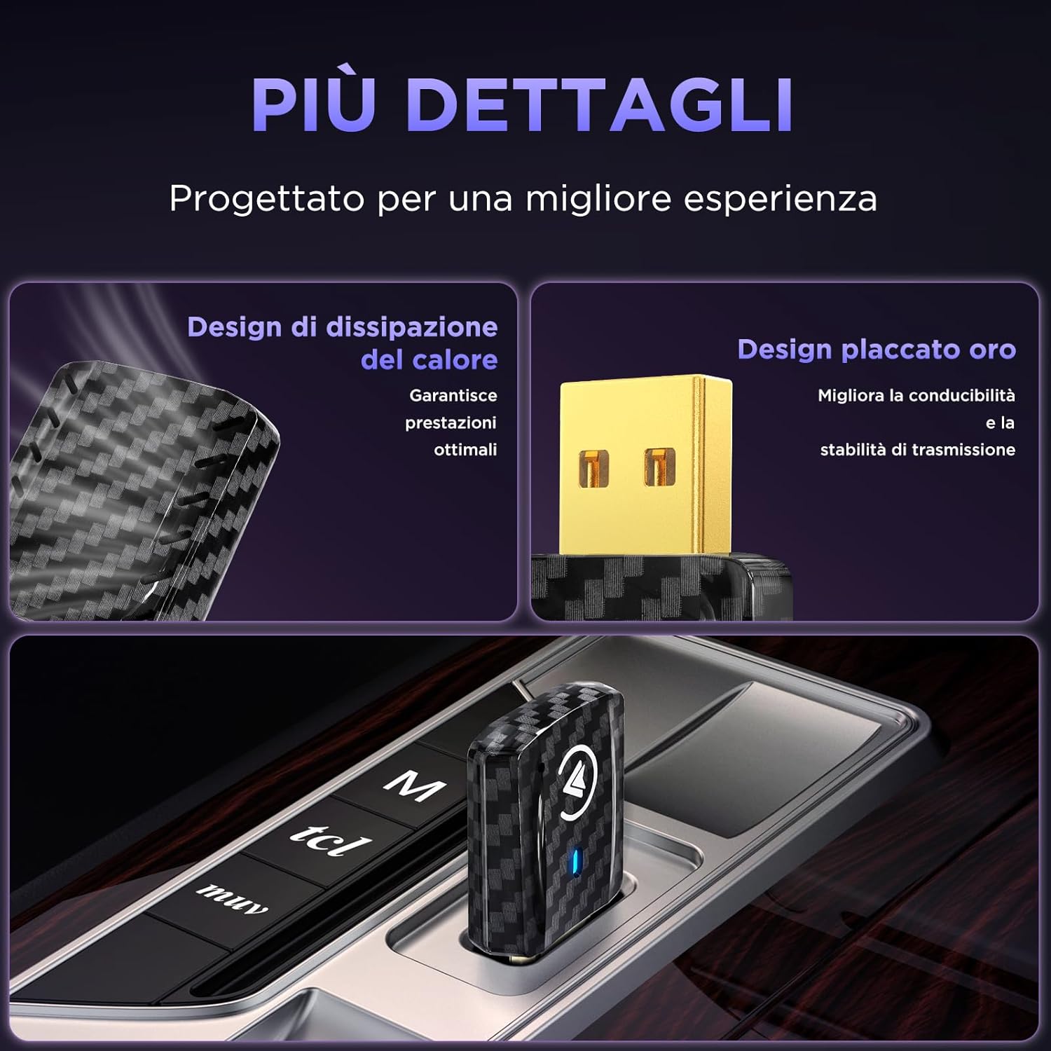Thumbnail 3 de MSXTTLY Adattatore Wireless CarPlay e Android Auto U2AC-01: Trasforma CarPlay e Android Auto in Wireless