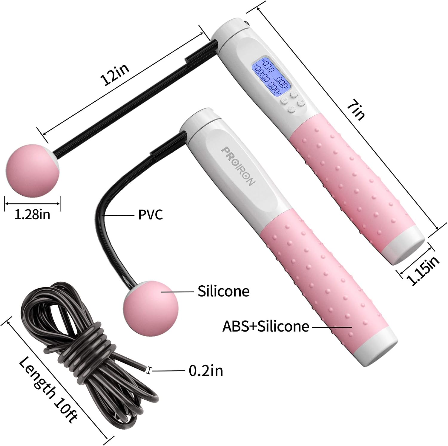 Detalle 2 de PROIRON Skipping Rope: Digital Jump Rope with Adjustable Weights and Cordless Option