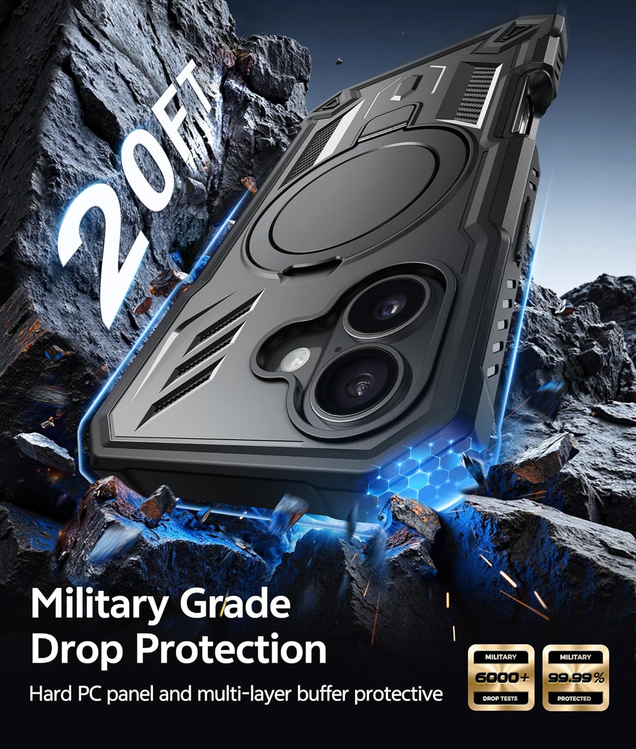 Thumbnail 4 de FNTCASE iPhone 17 magnetic stand phone case with built-in screen protector (Black)