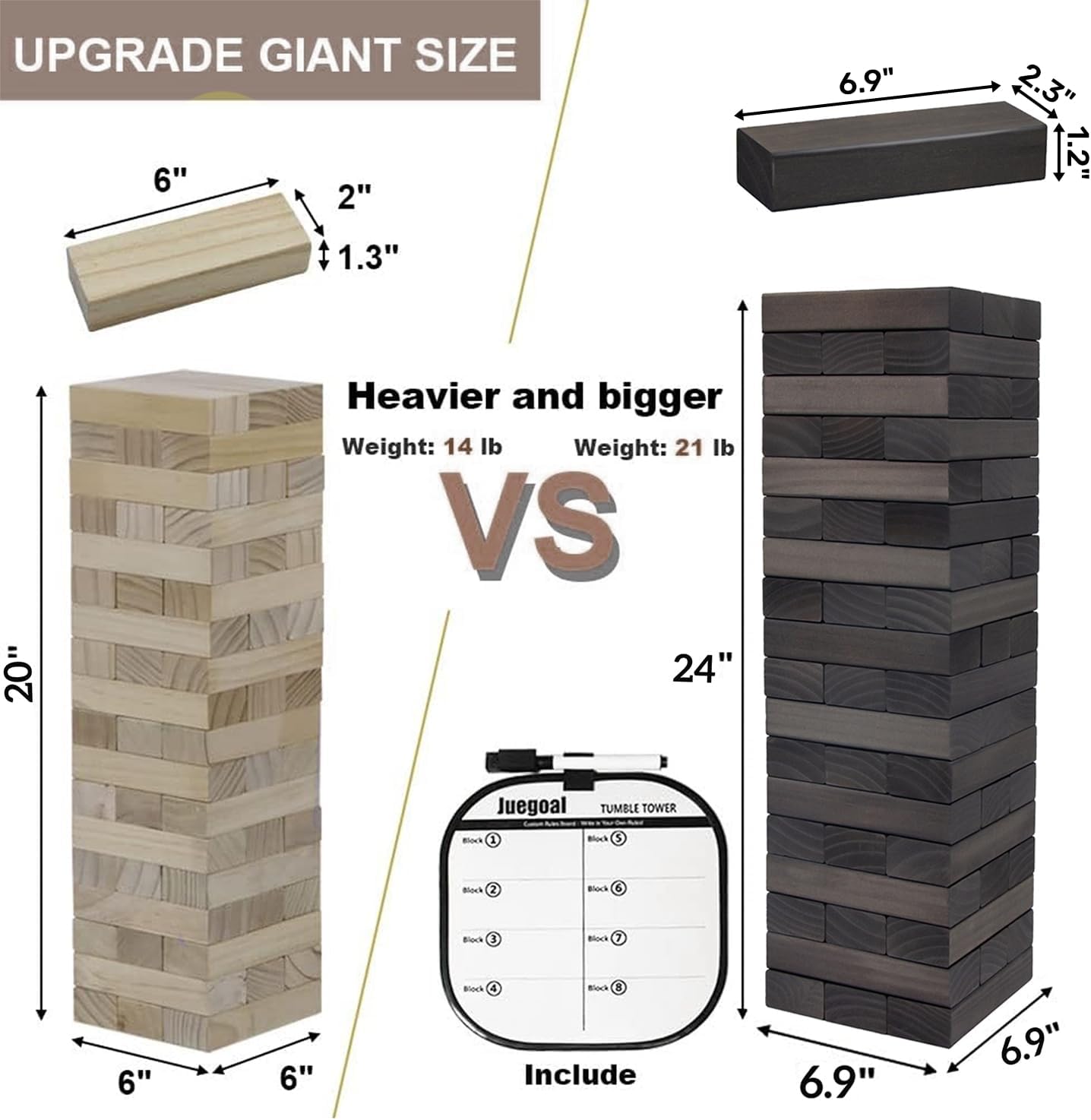 Thumbnail 4 de Juegoal 54 Piece Giant Tumble Tower Grey