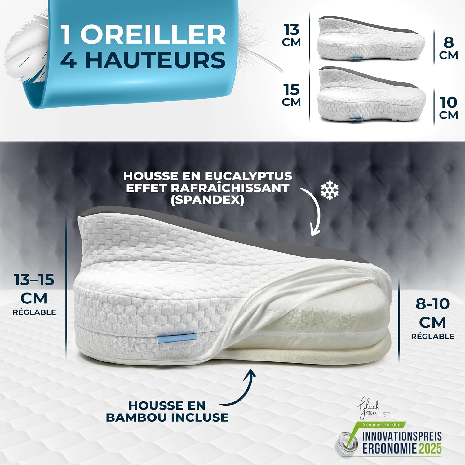 Detalle 2 de Glückstoff Oreiller orthopédique 50 000 clients