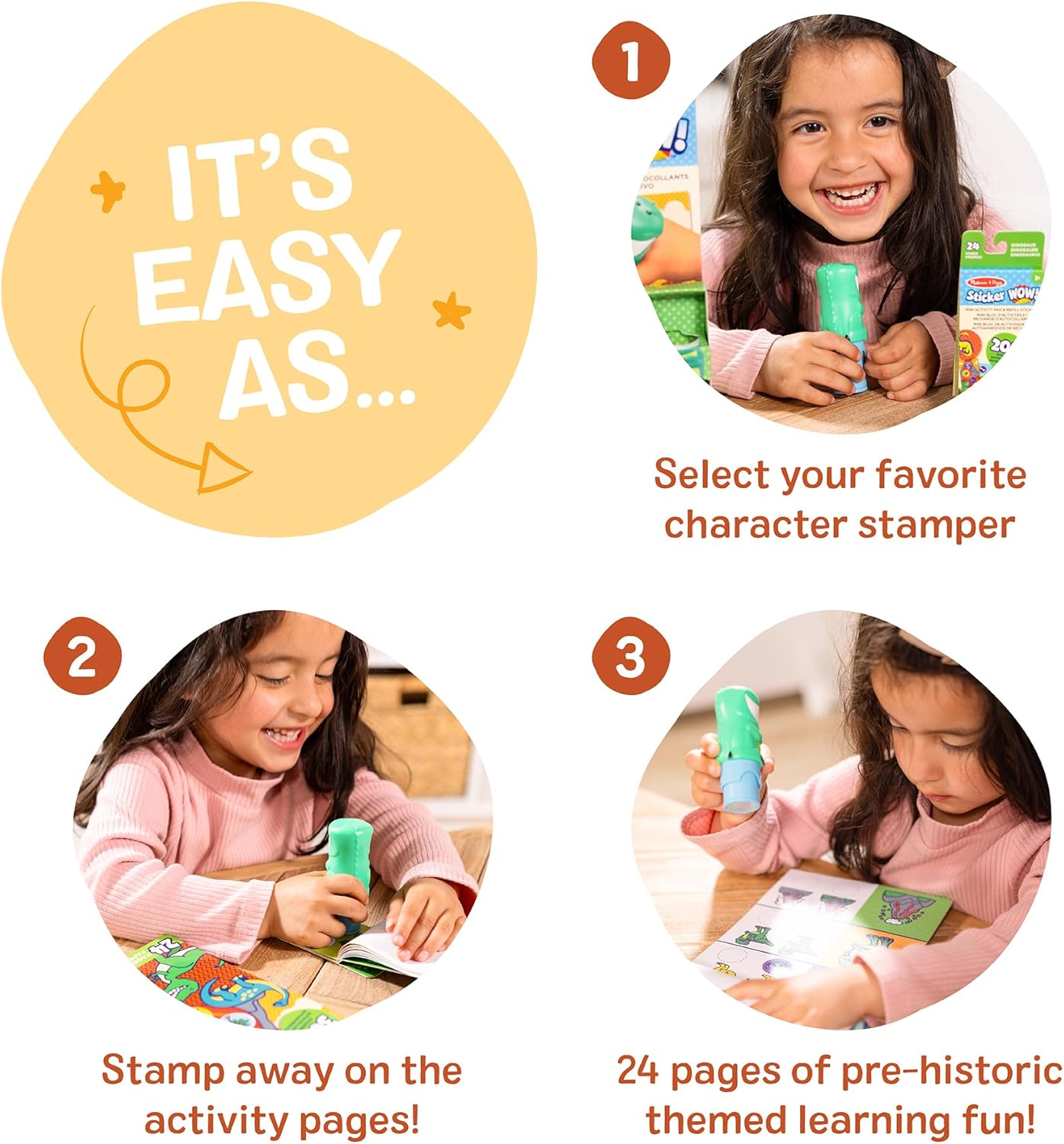 Detalle de Melissa & Doug Sticker Wow Stempel-Set Dinosaurier mit Nachfüllset (500 Sticker) – ab 3 Jahren