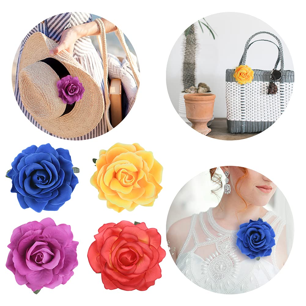 Detalle de URAQT 10er-Pack Blumen-Haarclips (bunt) – Haarspangen als Clip oder Brosche für Mädchen & Frauen