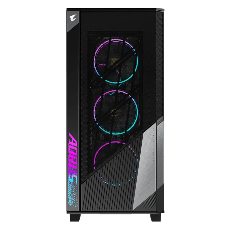 Detalle de Gigabyte AORUS C500 Glass: carcasa con panel de vidrio templado y flujo de aire optimizado