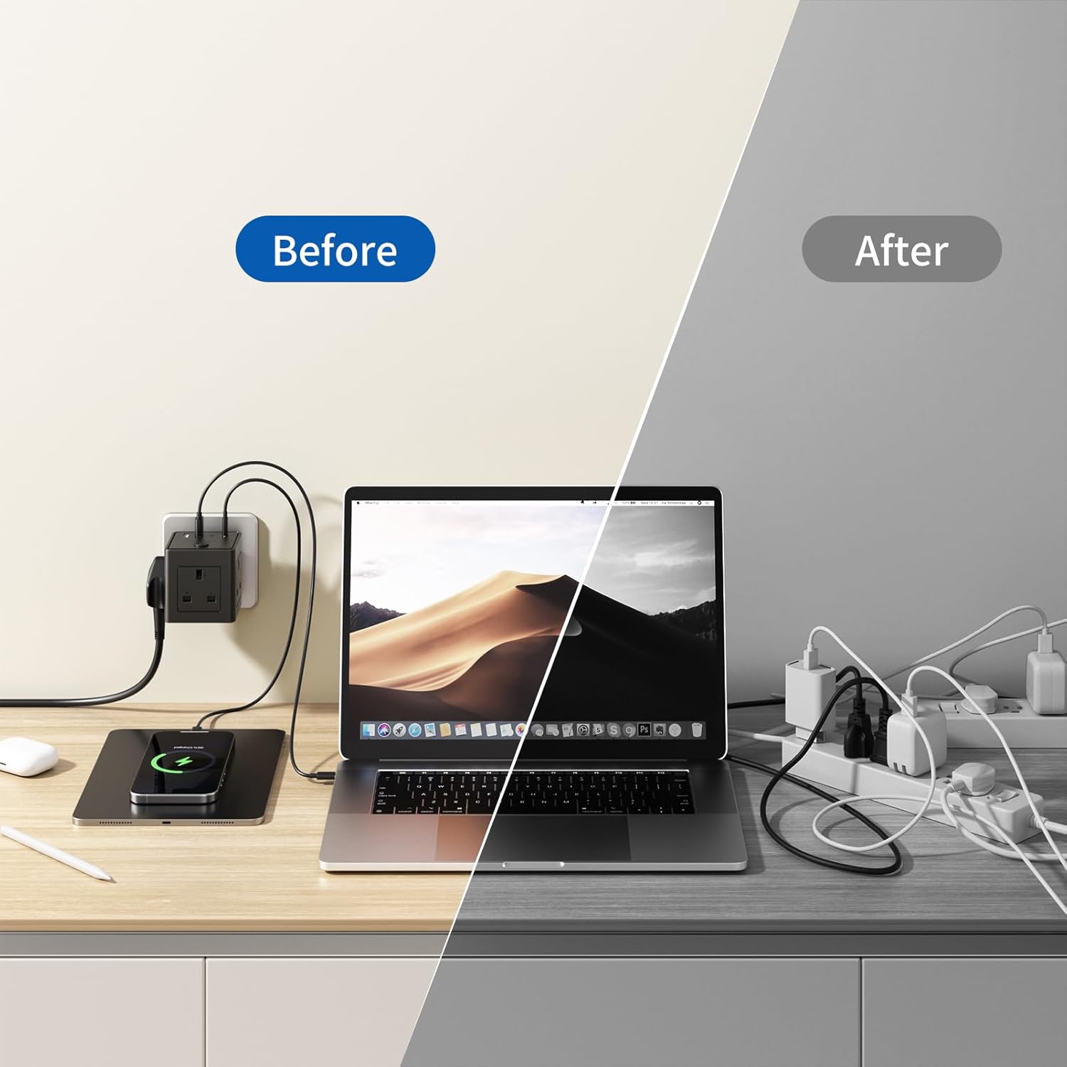 Thumbnail 6 de Plug Extension Socket 13A 3‑Way with 4 USB 🔌