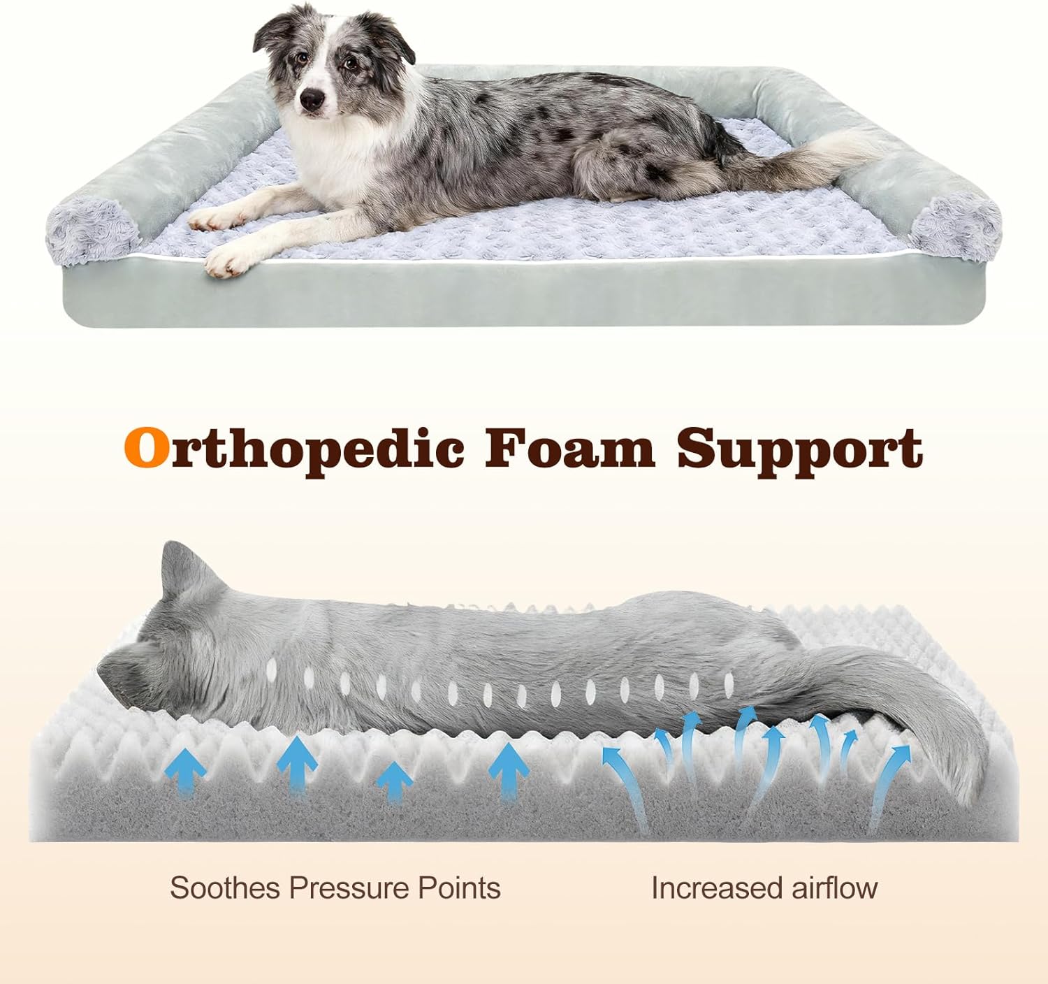 Thumbnail 1 de DONWEI Large Orthopedic Dog Bed 120x90x20 cm