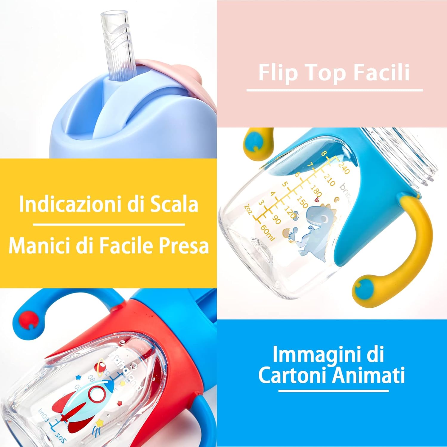 Thumbnail 6 de hahaland bicchiere antigoccia 2 in 1 per bambini da 6 a 12 mesi con cannucce e beccuccio 240 ml