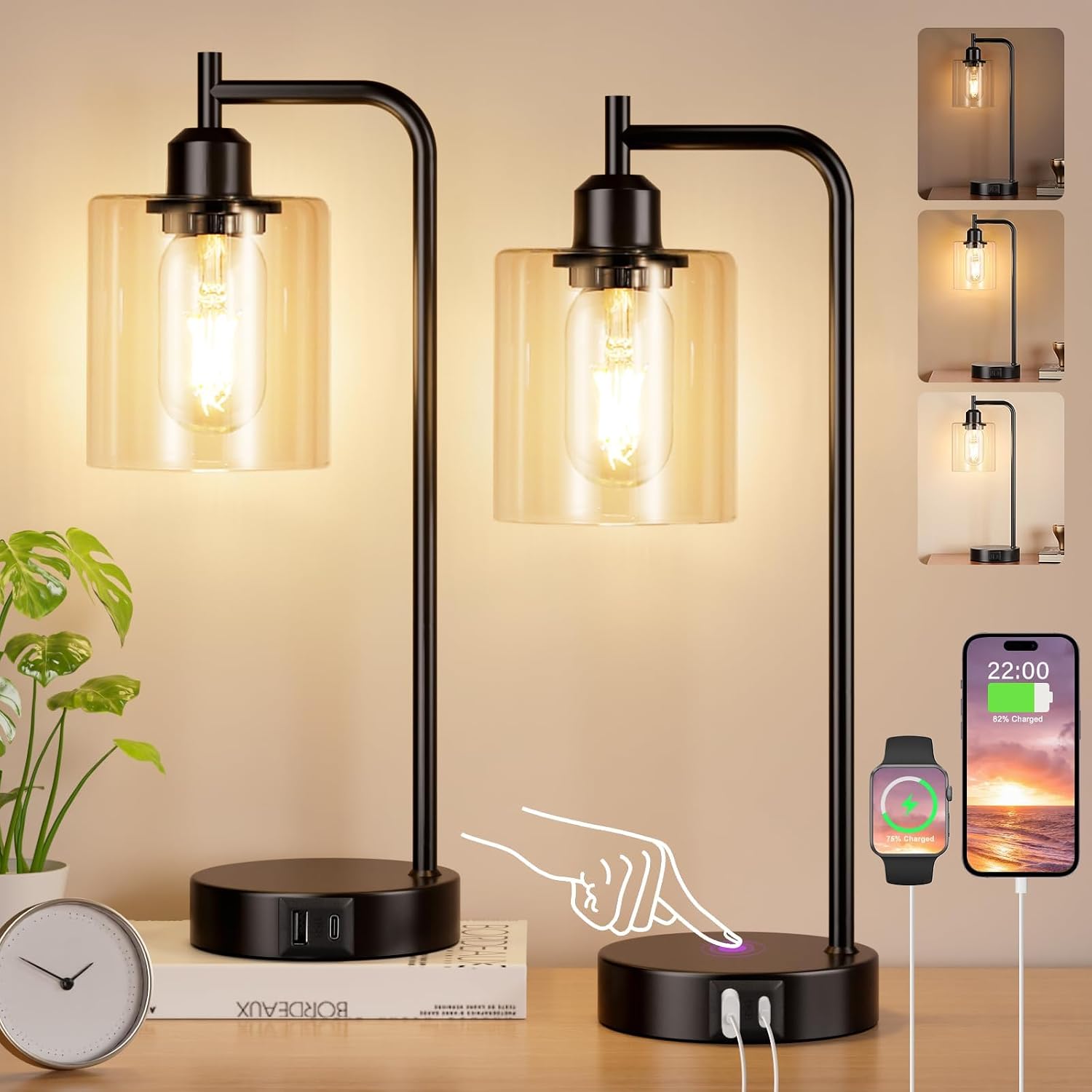 Detalle de Aooshine Bedside Lamps Set of 2