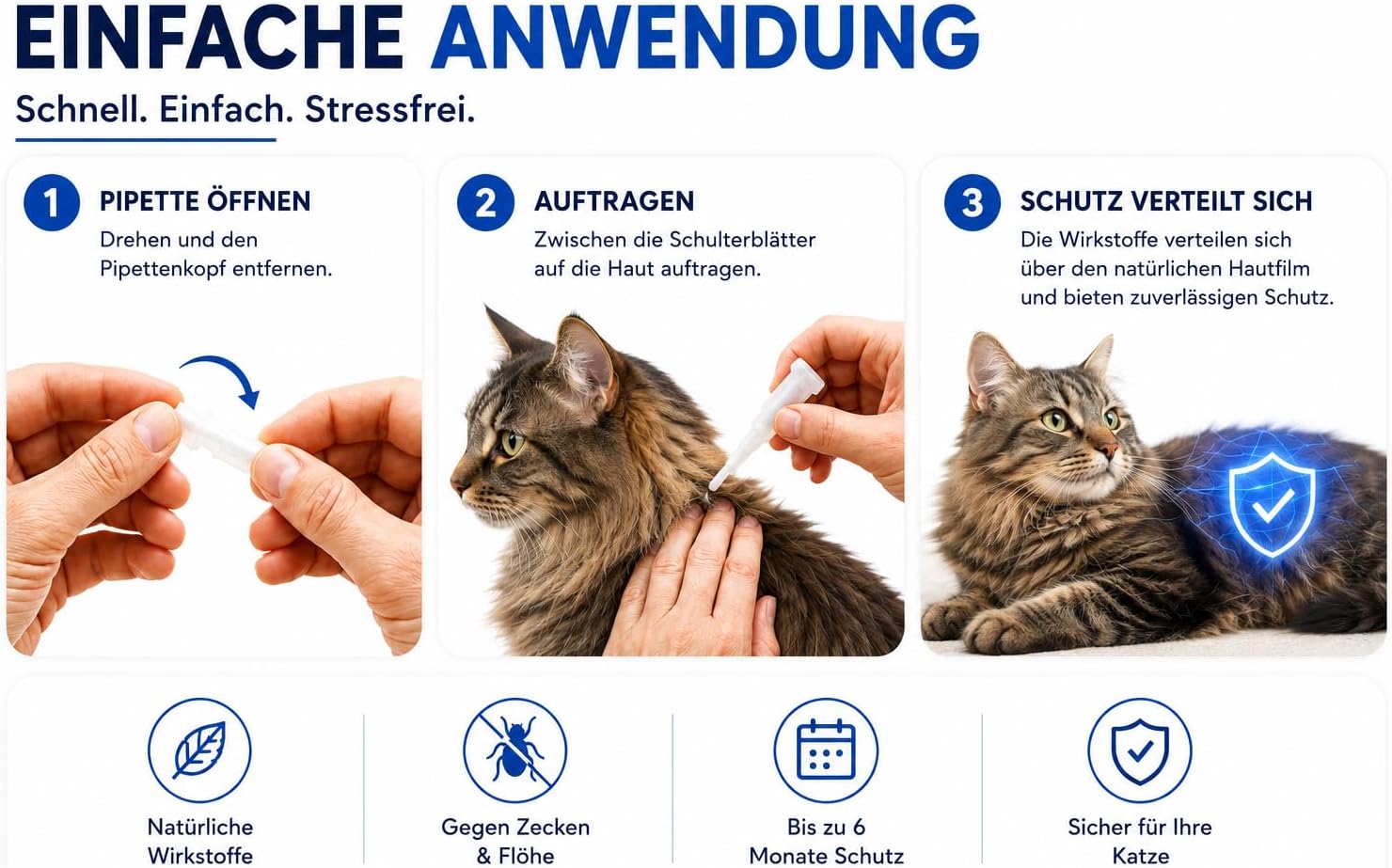 Detalle de Animal Vita Spot On Natürlicher Zeckenschutz für Katzen – 6 Monate zuverlässiger Schutz