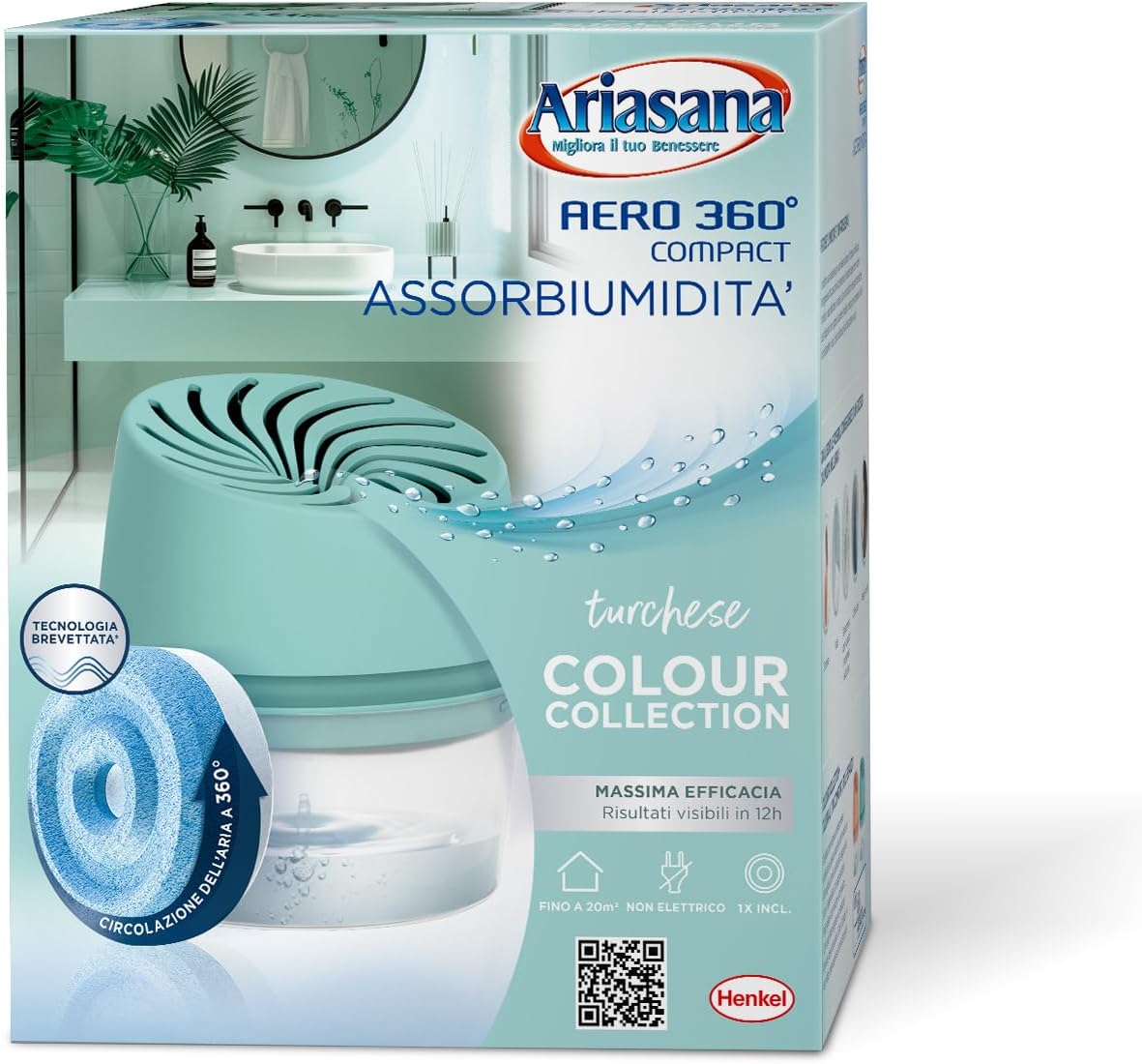 Thumbnail 1 de Ariasana Assorbiumidità Aero 360° Compact Turquoise Colour Collection: deumidificatore portatile 20 m²