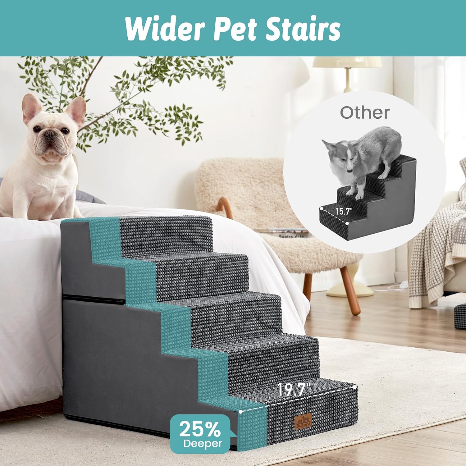 Thumbnail 2 de COZY KISS Wide Dog Stairs for Small Dogs