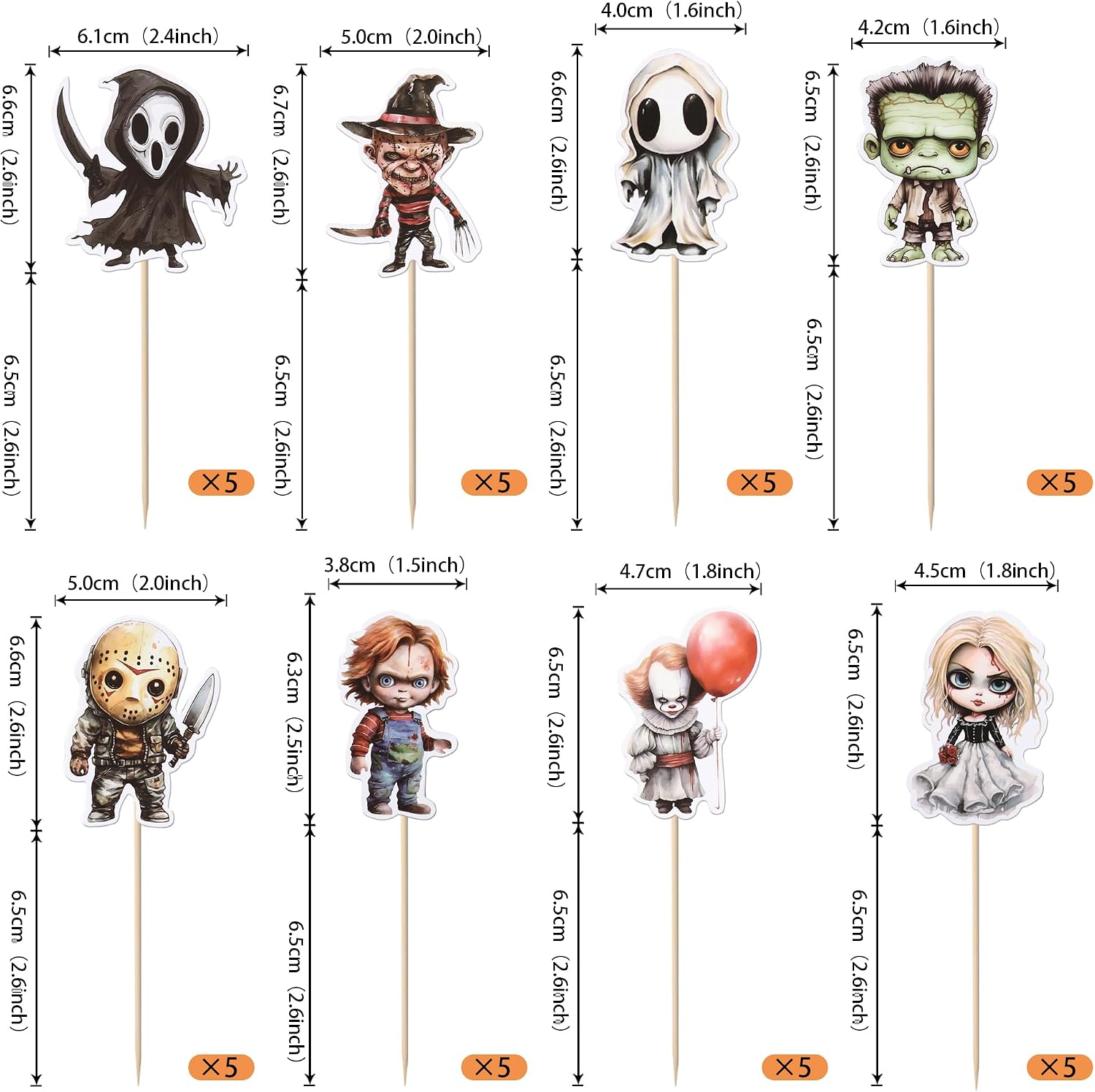 Detalle de Xsstarmi 40 Pack Classic Movie Cupcake Toppers for Horror and Theme Parties