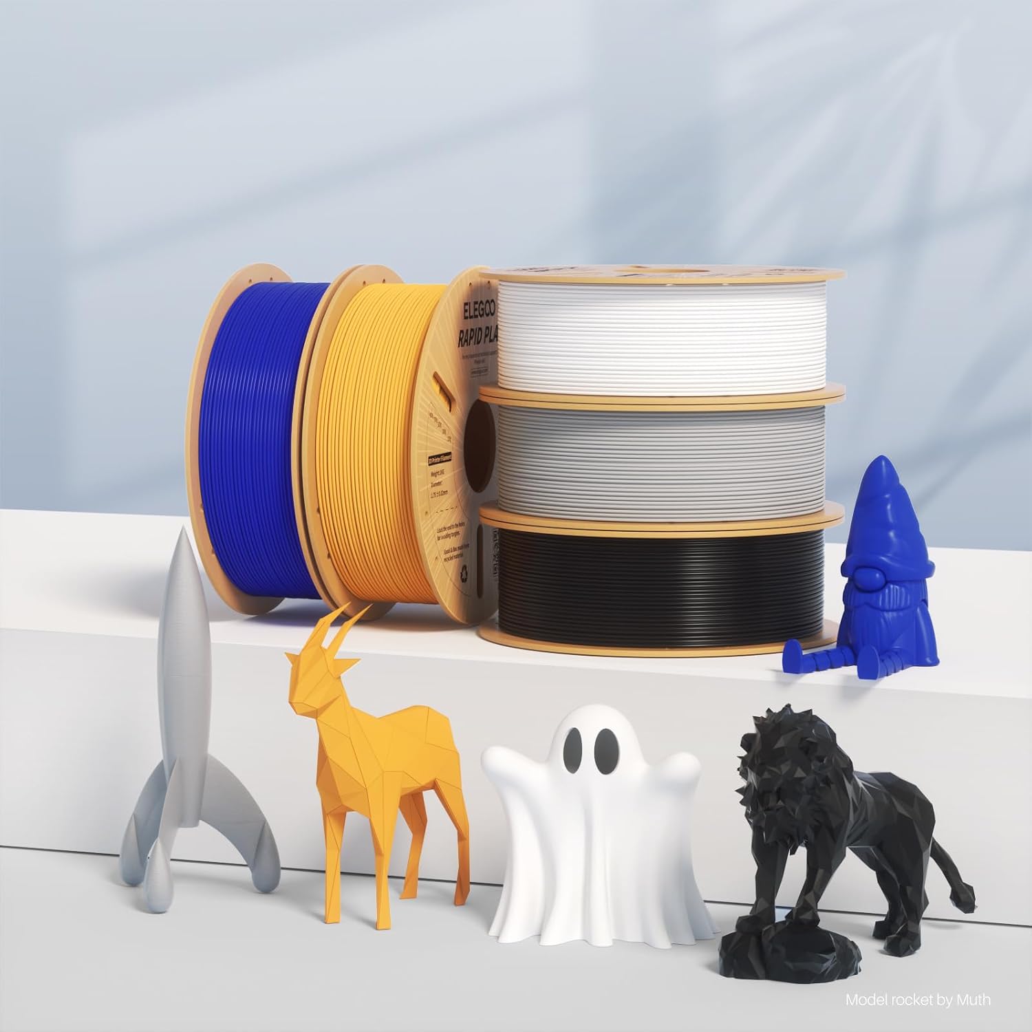 Detalle de ELEGOO Rapid PLA Plus 1.75mm Black PLA+ 3D Printer Filament (4kg bundle)