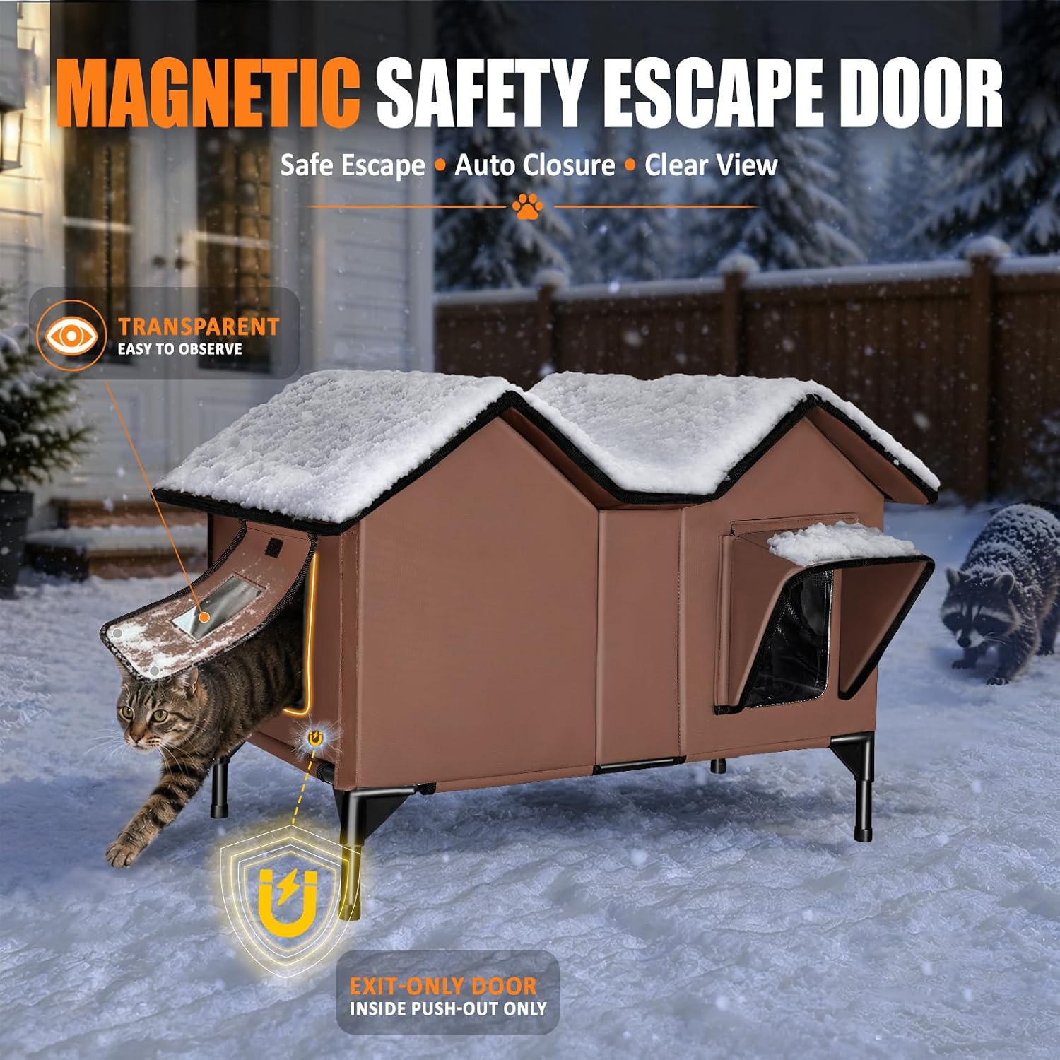 Detalle de VILRAK HCH0001 Heated Outdoor Cat House, XL, Insulated, with Heating Pad