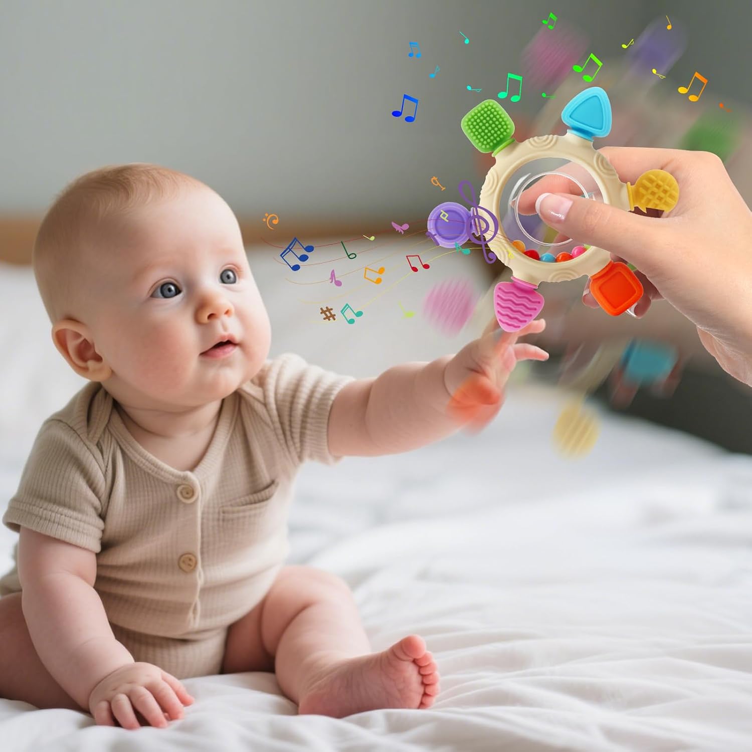 Thumbnail 6 de VTECHOLOGY Baby Teething Rings with Rattle, Textures and Bright Colors