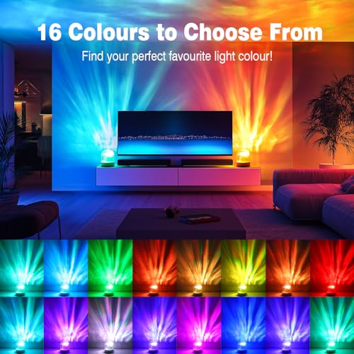 Detalle de Wudyfei Northern Lights Galaxy Light Projector – 16 Colours, Dimmable Brightness, Rechargeable Night Light