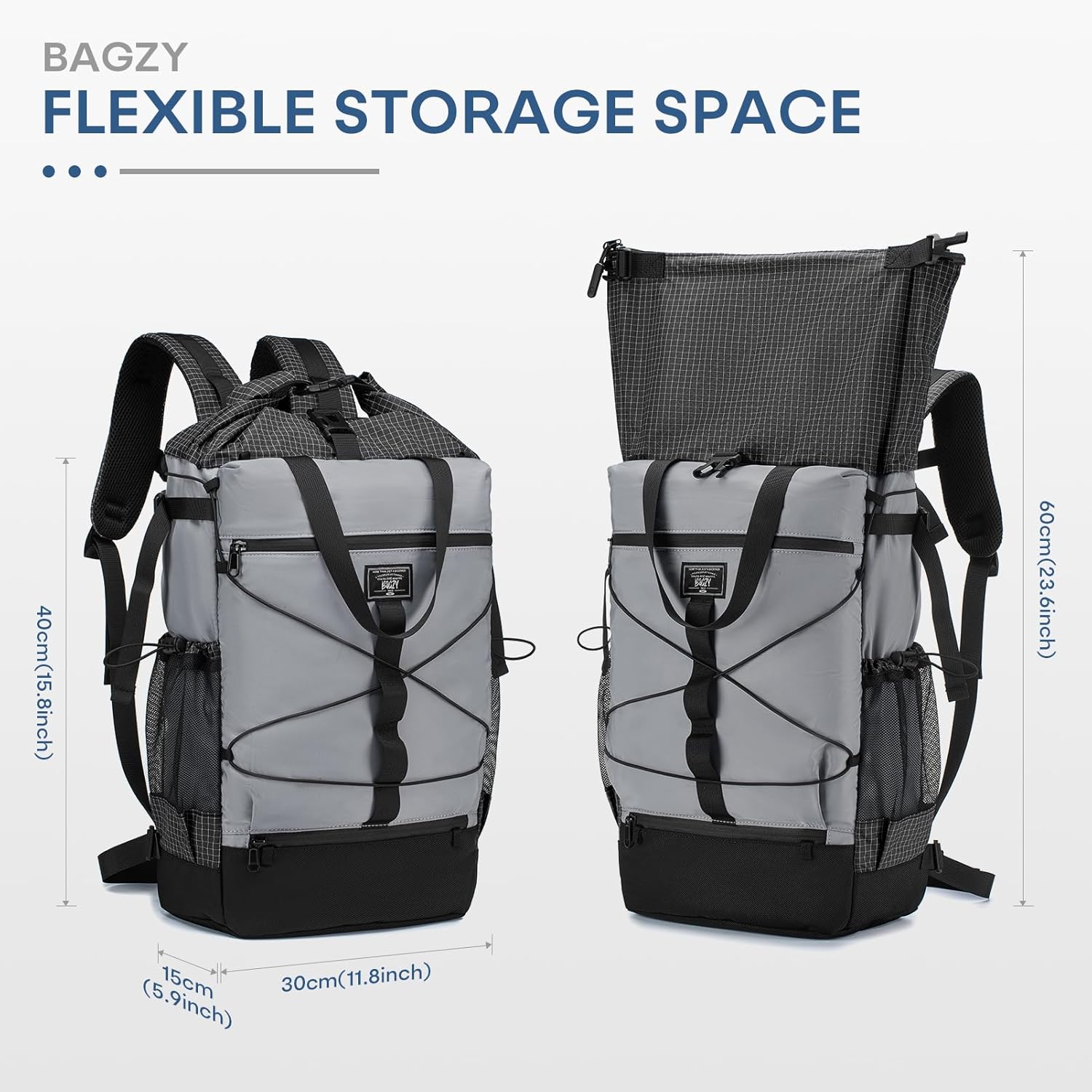 Thumbnail 6 de BAGZY Rolltop Backpack for Travel – 20–30L Expandable, 17 Inch Laptop Compartment, Waterproof