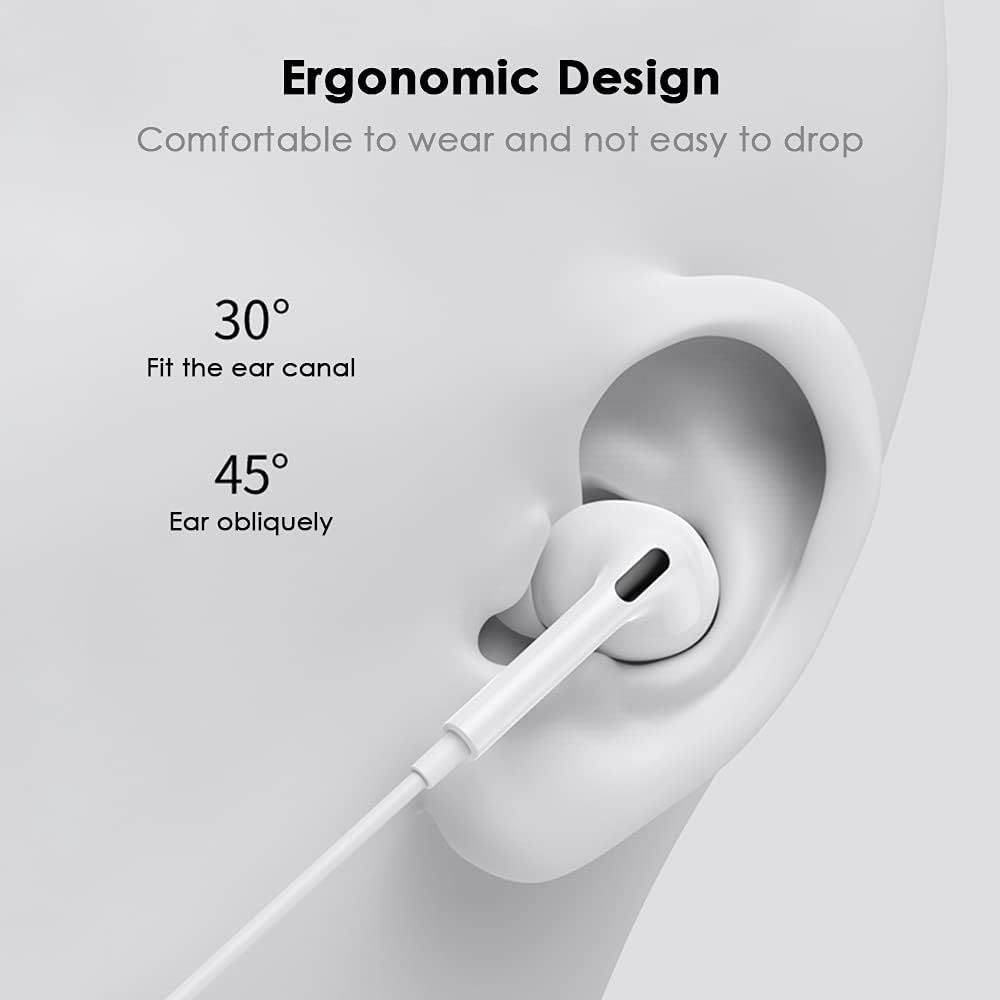 Detalle 2 de In-Ear Headphones for iPhone (MFI Certified) – Wired Earphones with Microphone, Volume Control and HiFi Audio