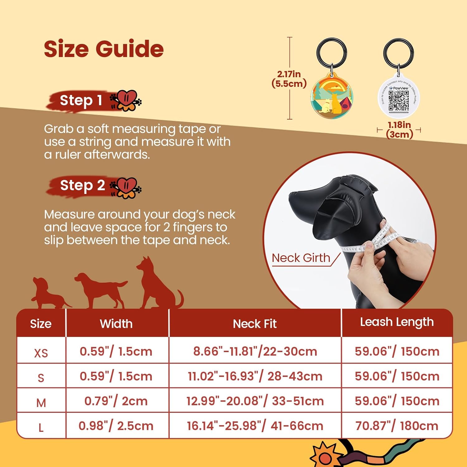 Thumbnail 6 de PawView Soft Padded Collar & Leash Set with QR Code Tag (Adjustable Nylon) – Sunrise, S